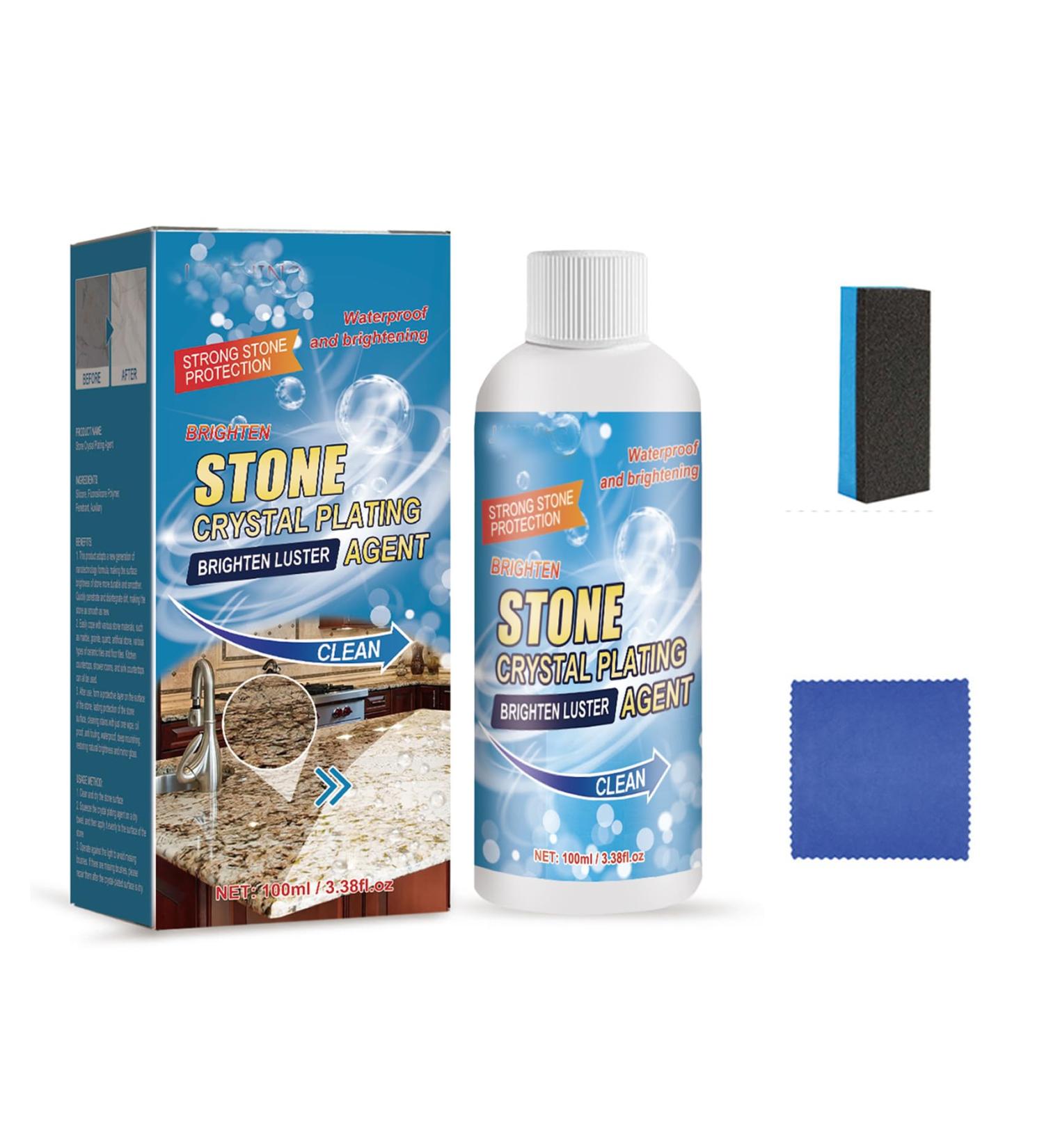 Stone Crystal Plating Agent 2023 New Stone Stain Remover Cleaner Marble Crystal Plating Agent Nano Stone Crystal Plating with Sponge and Towel (1Pc) - Buy Online on GoSupps.com