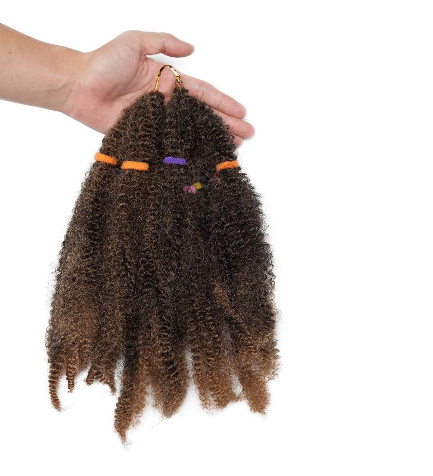 3 Pack Marley Twist Hair Crochet - Afro Kinky Curly Synthetic Extensions - Black Mix Coffee Brown - 27 cm - Buy Online on GoSupps.com