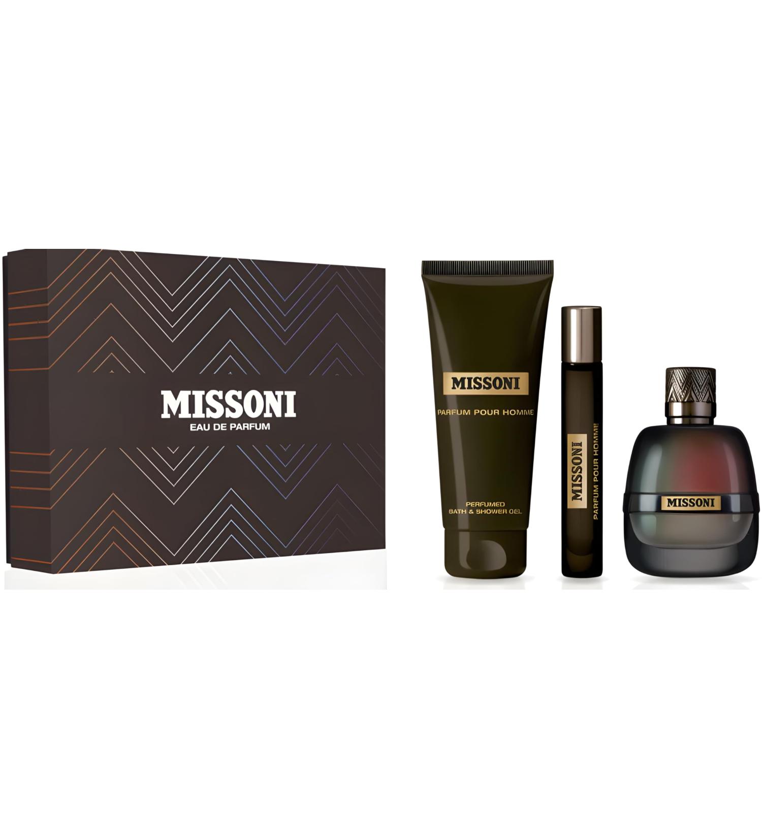 Missoni Pour Homme 3-Piece Set for Men (3.4 Oz Eau De Parfum Spray + 5.0 Oz Body & Shower Gel + 0.3 Oz Eau De Parfum Spray)
