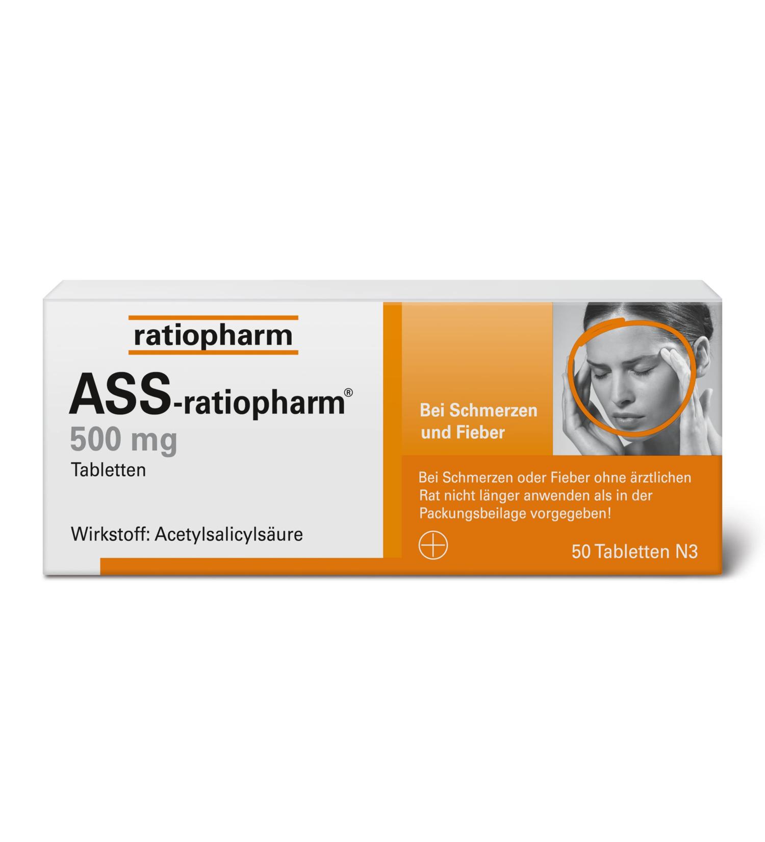 ASS-ratiopharm 500 mg Tablets - Trusted Pain Relief - 50 Tablets - Fast International Shipping - Buy Online on GoSupps.com