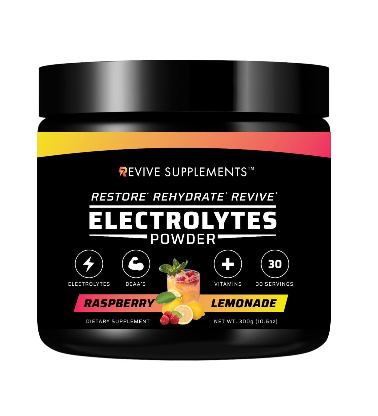 Raspberry Lemonade Electrolyte Hydration Drink Mix - BCAA & Multivitamins for Instant Hydration - Essential Electrolytes - 30 Servings - Made in USA - Buy Online on GoSupps.com