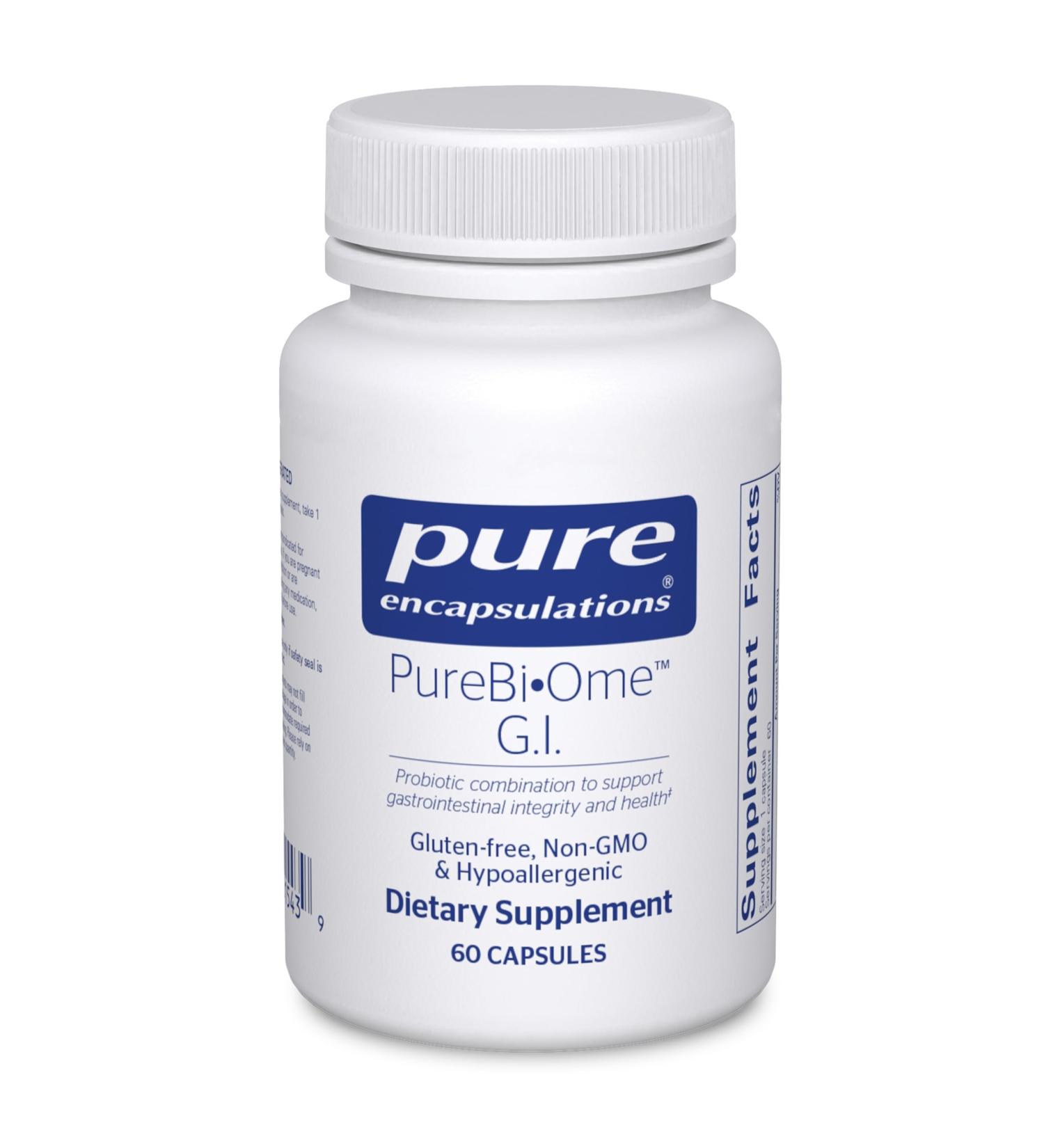 Pure Encapsulations PureBi Ome G.I. | Hypoallergenic Multi Strain Probiotic Blend for G.I. Comfort and Health | 60 Capsules Standard Packaging - Buy Online on GoSupps.com