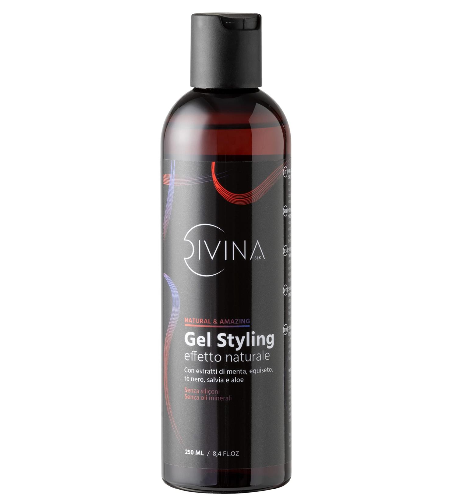 DIVINA BLK Natural&Amazing Extra Definition Styling Gel product for curly hair with natural extracts of mint horsetail black tea sage and aloe (250ml) - Buy Online on GoSupps.com