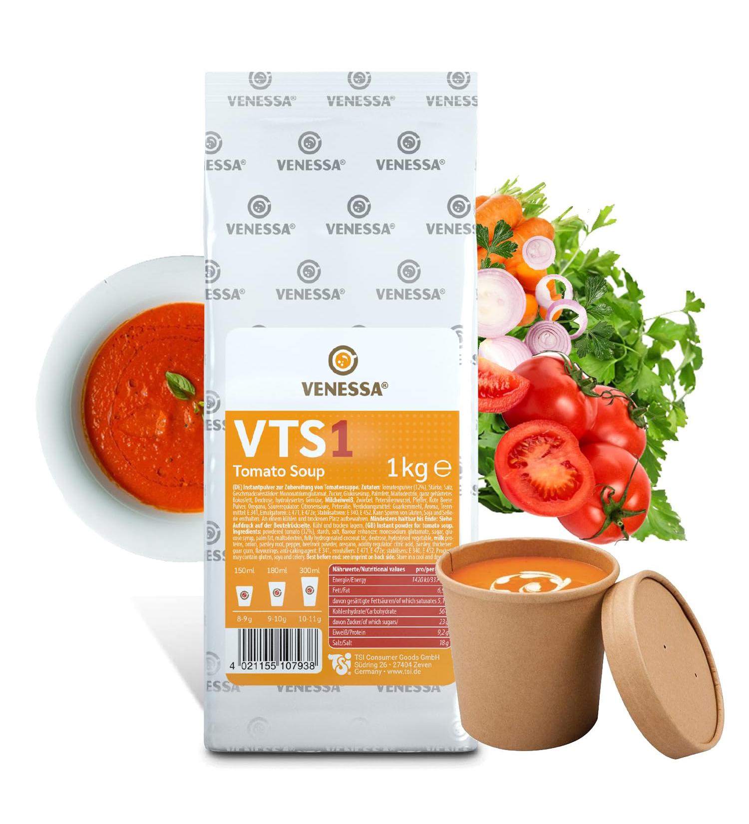 VENESSA VTS 1kg Tomato Soup Instant Fruity Vegetarian Italian Style Soup Soluble & High Yield For Automatic Soup Maker - Buy Online on GoSupps.com