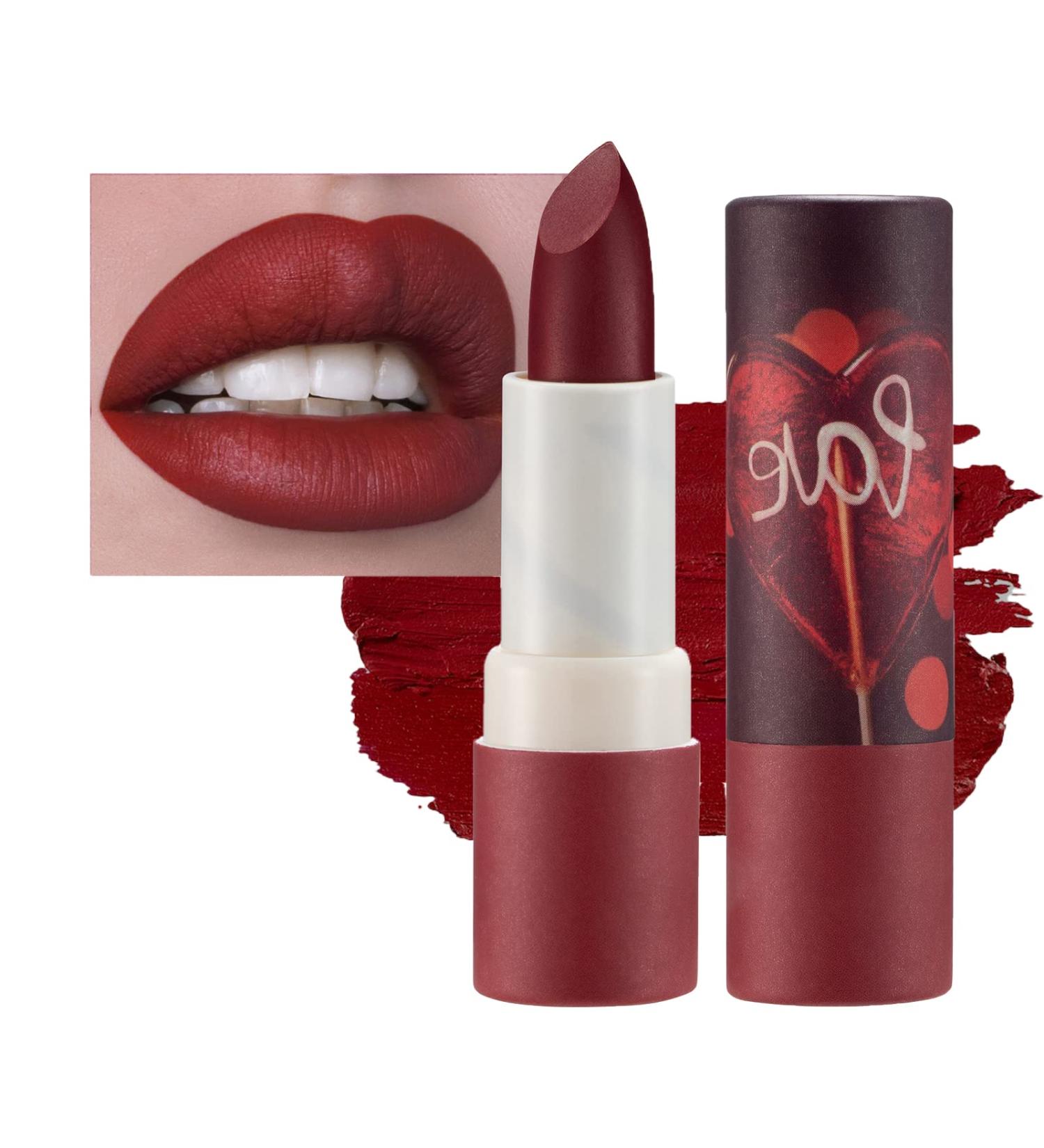 Velvet Dark Red Long Lasting Lipstick - Waterproof, High Coverage Lip Color for Women - Buy Online on GoSupps.com
