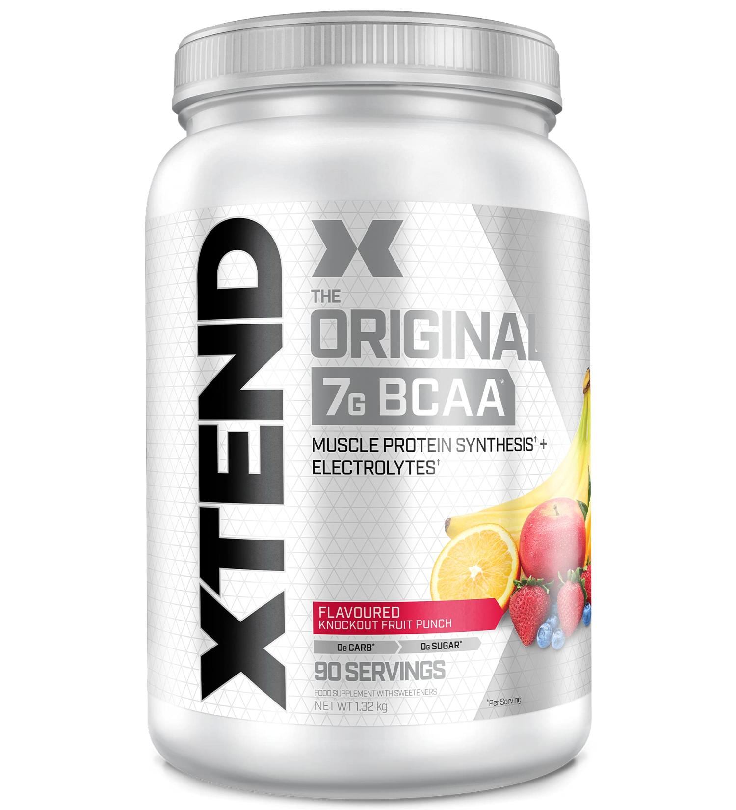 XTEND Original BCAA Powder Knockout Fruit Punch | 7g BCAAs + Electrolytes | Muscle Recovery & Energy | 90 Servings - Buy Online on GoSupps.com