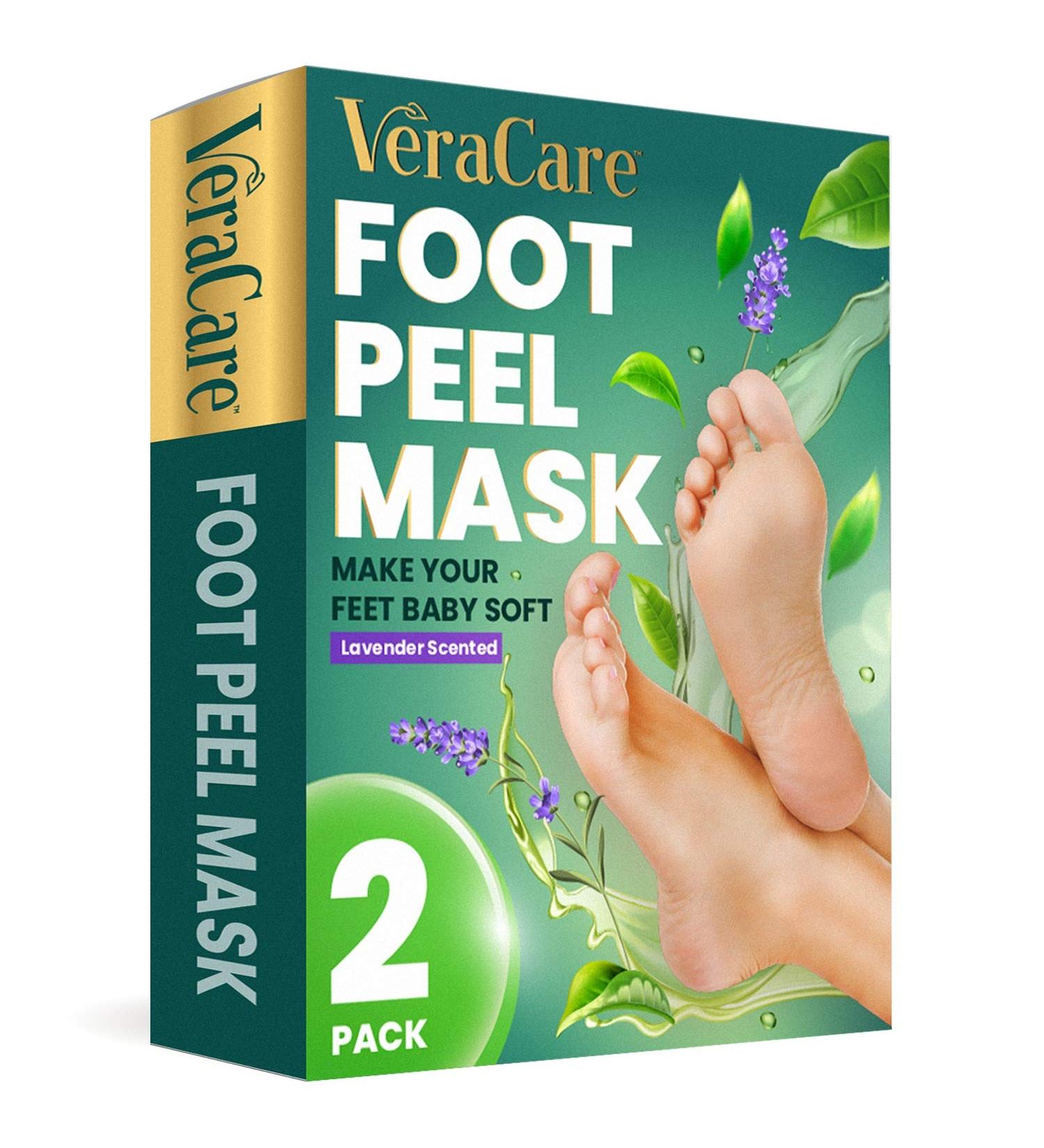 VeraCare Lavender Foot Peel Mask - 2 Pairs - Exfoliating & Moisturizing Treatment for Cracked Heels, Dead Skin & Calluses - Baby Soft Feet Results - Buy Online on GoSupps.com