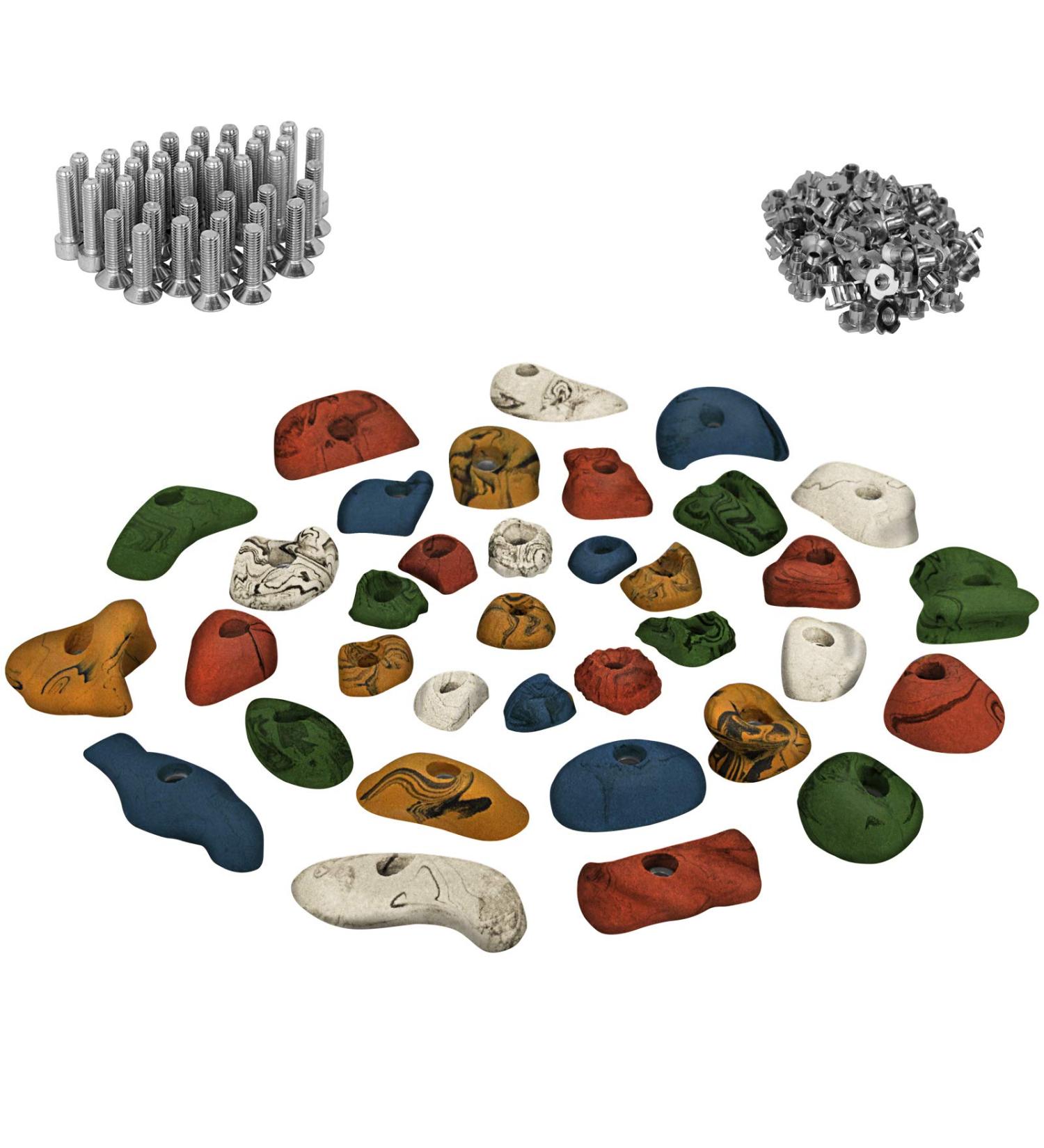 ALPIDEX Starter Set: 35 Colorful Climbing Holds & Stones with Screws - Perfect for Home Gym & Outdoor Climbing - Buy Online on GoSupps.com