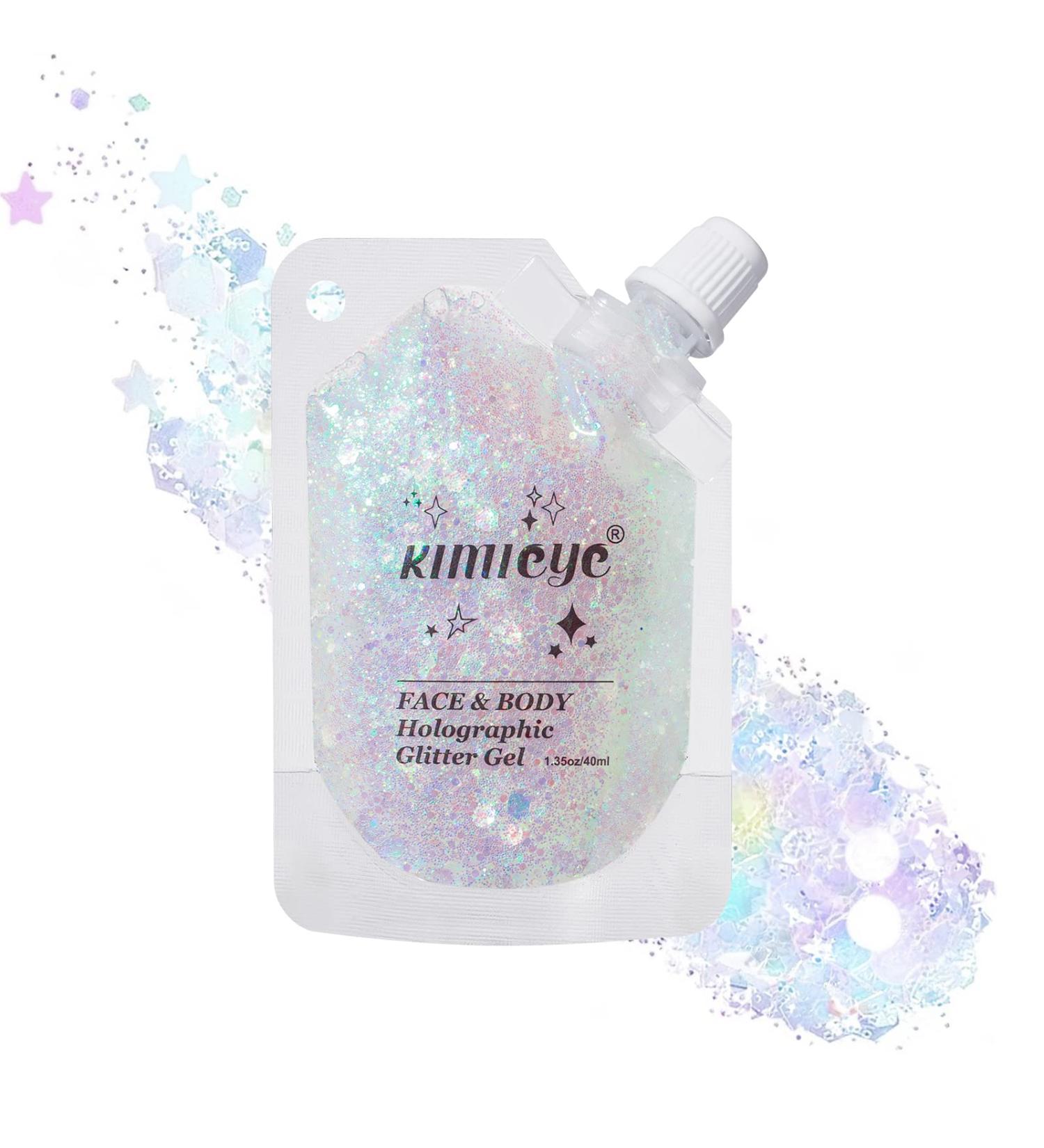 Holographic Face Glitter Gel - Long Lasting Waterproof Mermaid Sequins Makeup for Hair, Face, Body - Rave Festival Glitter - 1.35oz (Laser White #9) - Buy Online on GoSupps.com