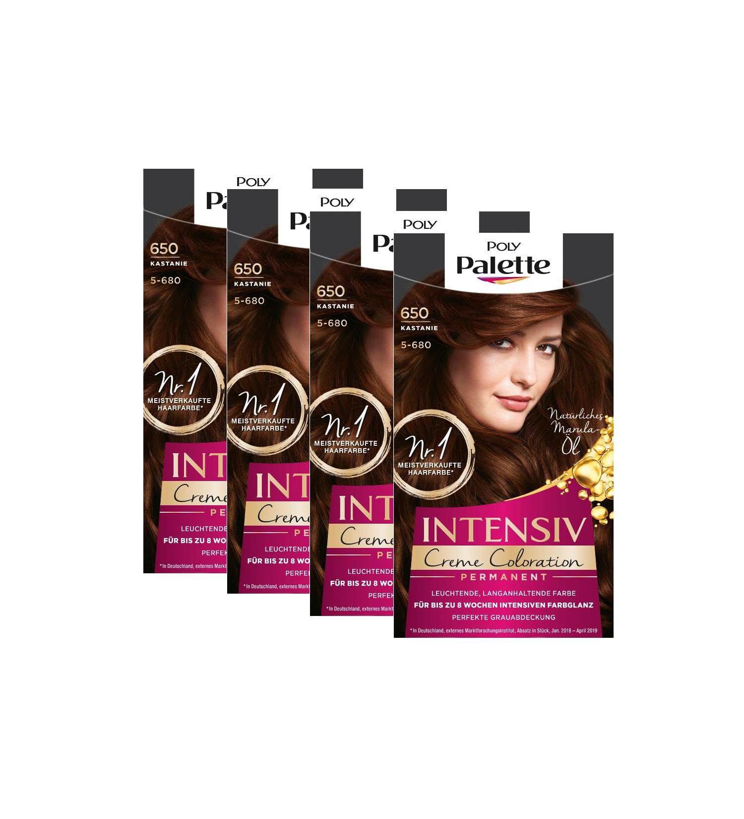 handle POLY PALETTE Intensive cream Coloration 5680650 chestnut level 3 4 x 115 ml permanent coloring for up to 8 weeks of intensive color brilliance and 100 gray coverage 115 ml 4er Pack - Buy Online on GoSupps.com