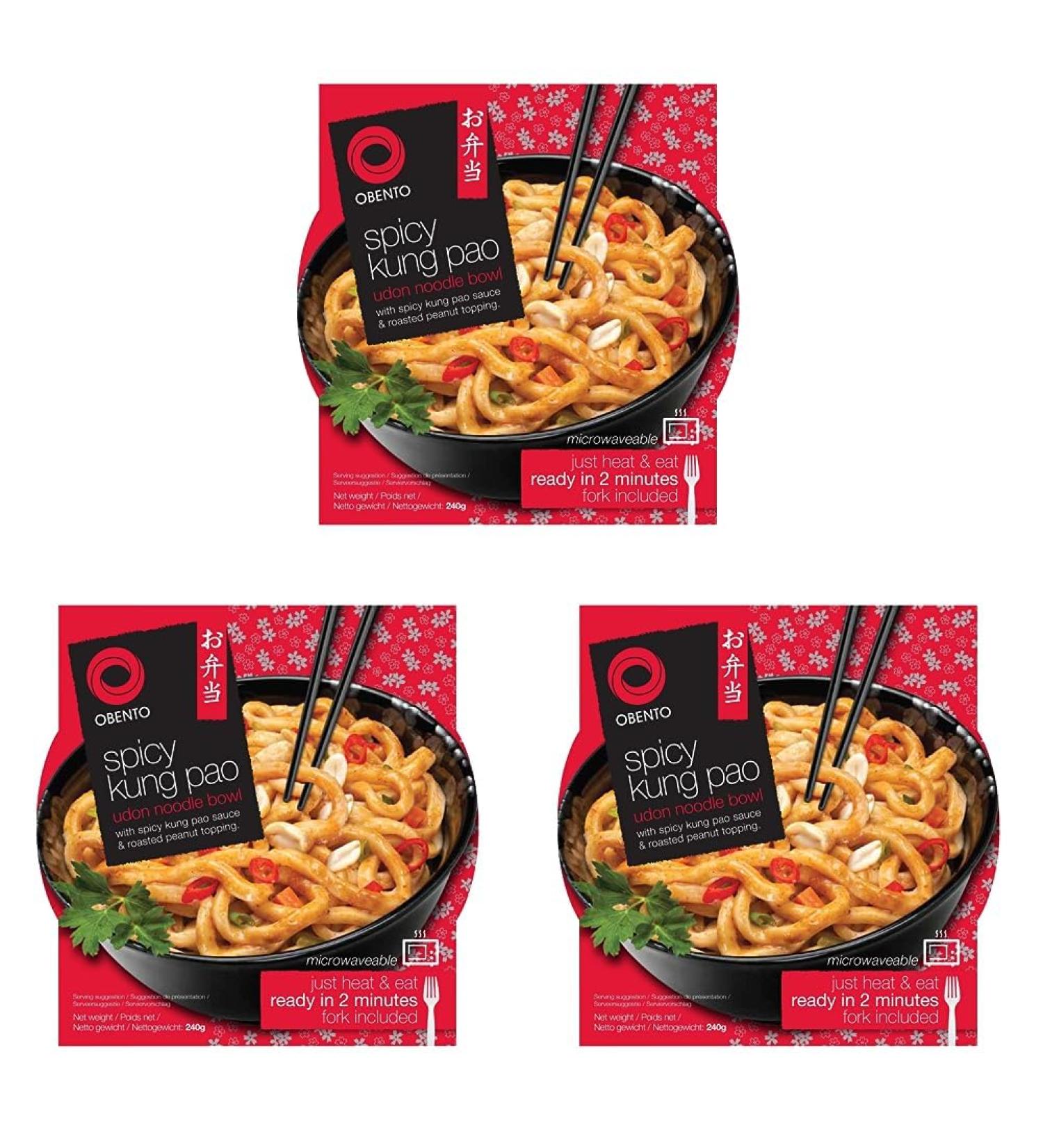 Obento Spicy Kung Pao Udon Bowl - 240g (Pack of 3) | International Shipping Available - Buy Online on GoSupps.com