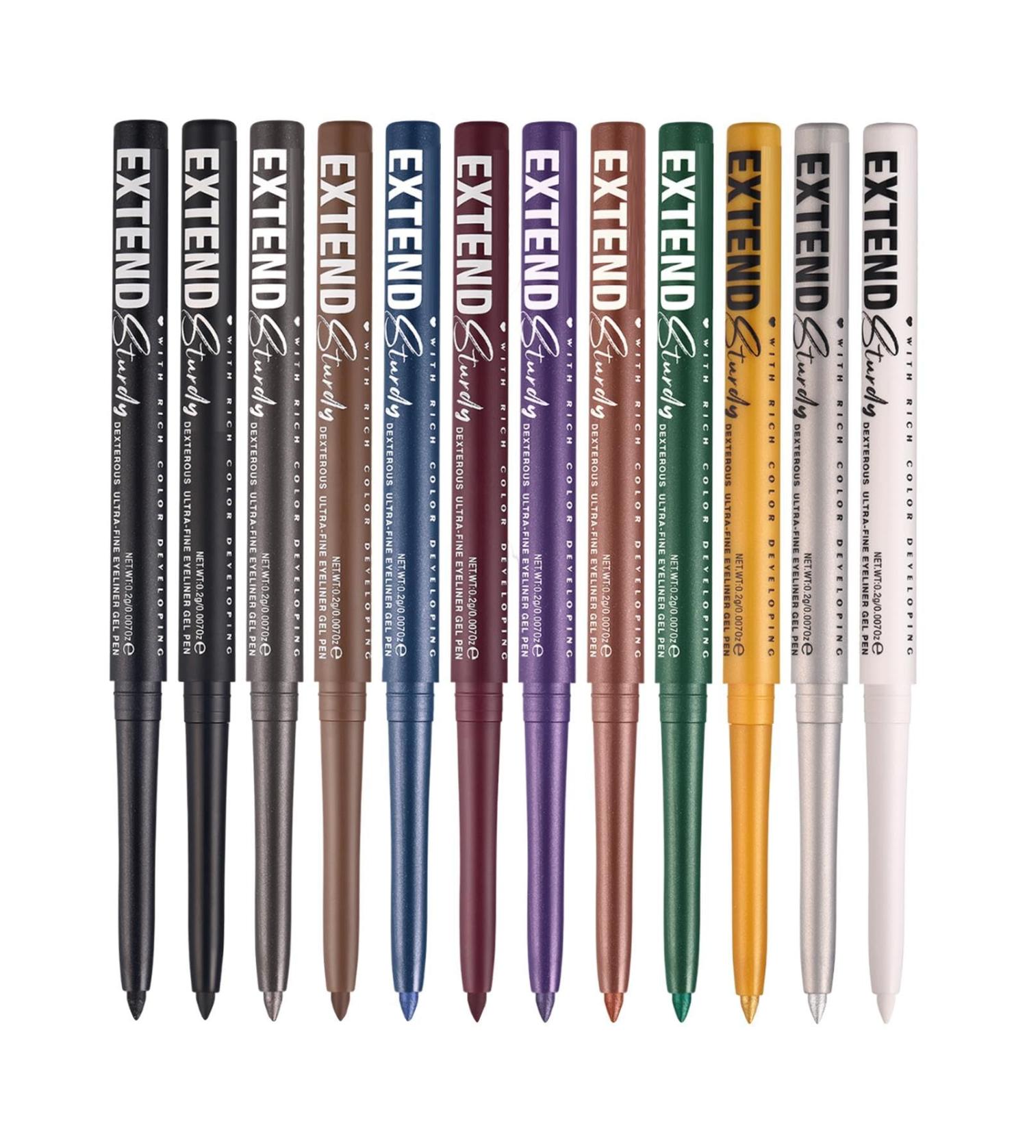  Streysisl Gel eyeliner eyeliner pen - Liquid gel eyeliner in 12 colors long-lasting eye makeup cosmetic set rotating eye makeup supplies - Buy Online on GoSupps.com