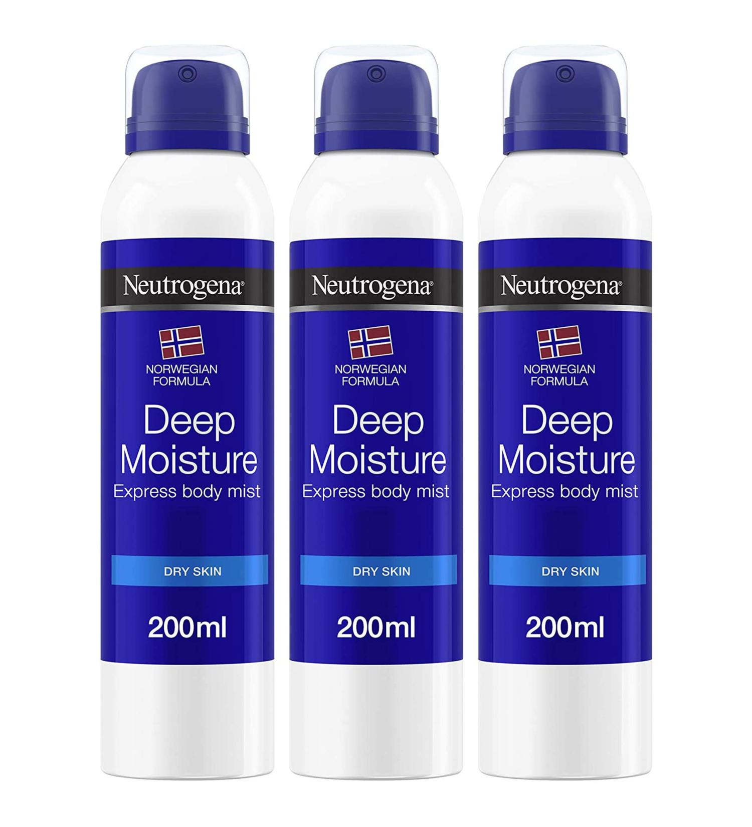 Neutrogena Norwegian Formula Deep Moisture Express Body Mist Moisturizer for Dry Skin 200 ml (Pack of 3)