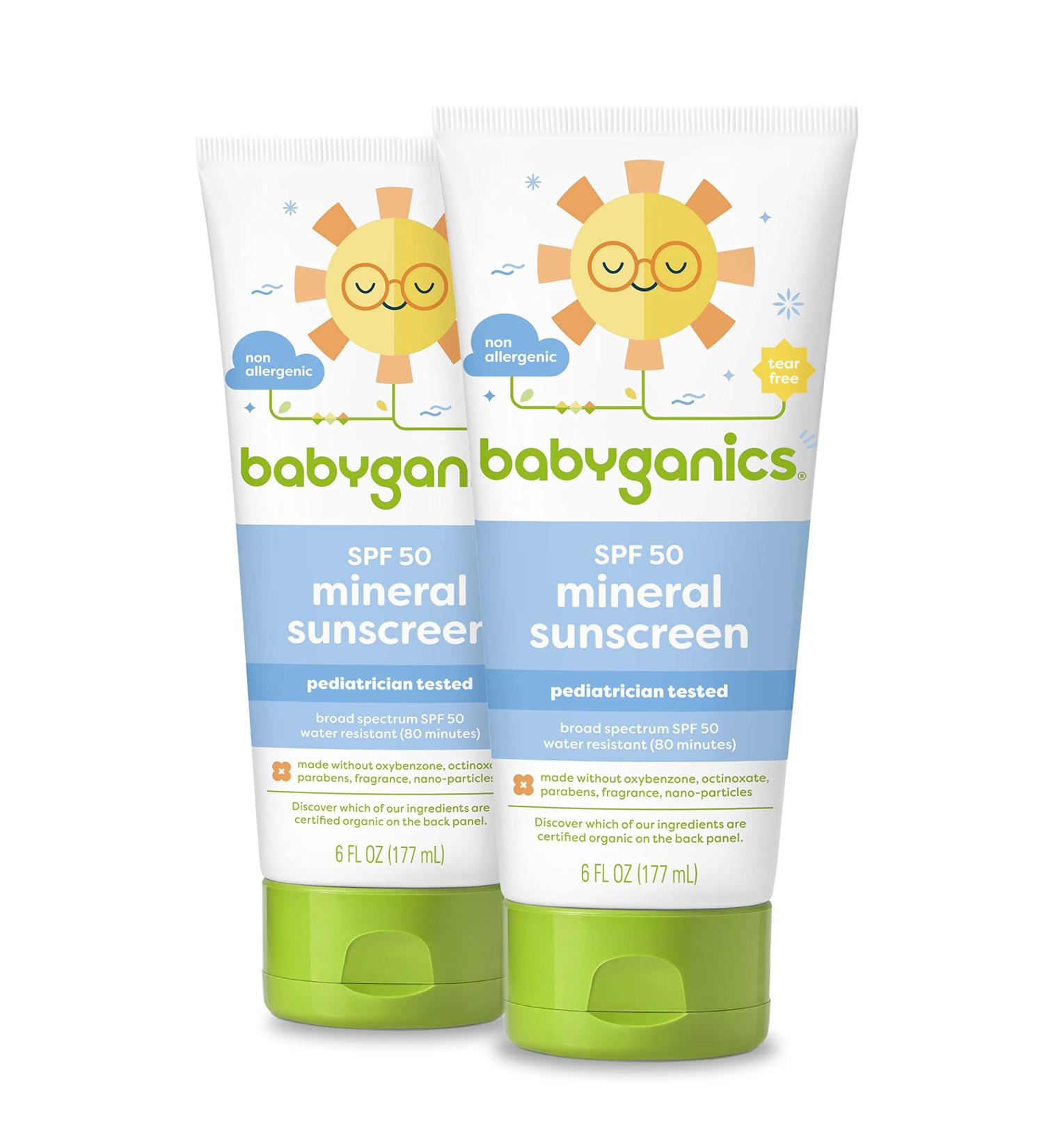 Babyganics SPF 50 Baby Sunscreen Lotion 6 fl oz (Pack of 2) | UVA UVB Protection | Water Resistant & Non-Allergenic - Buy Online on GoSupps.com