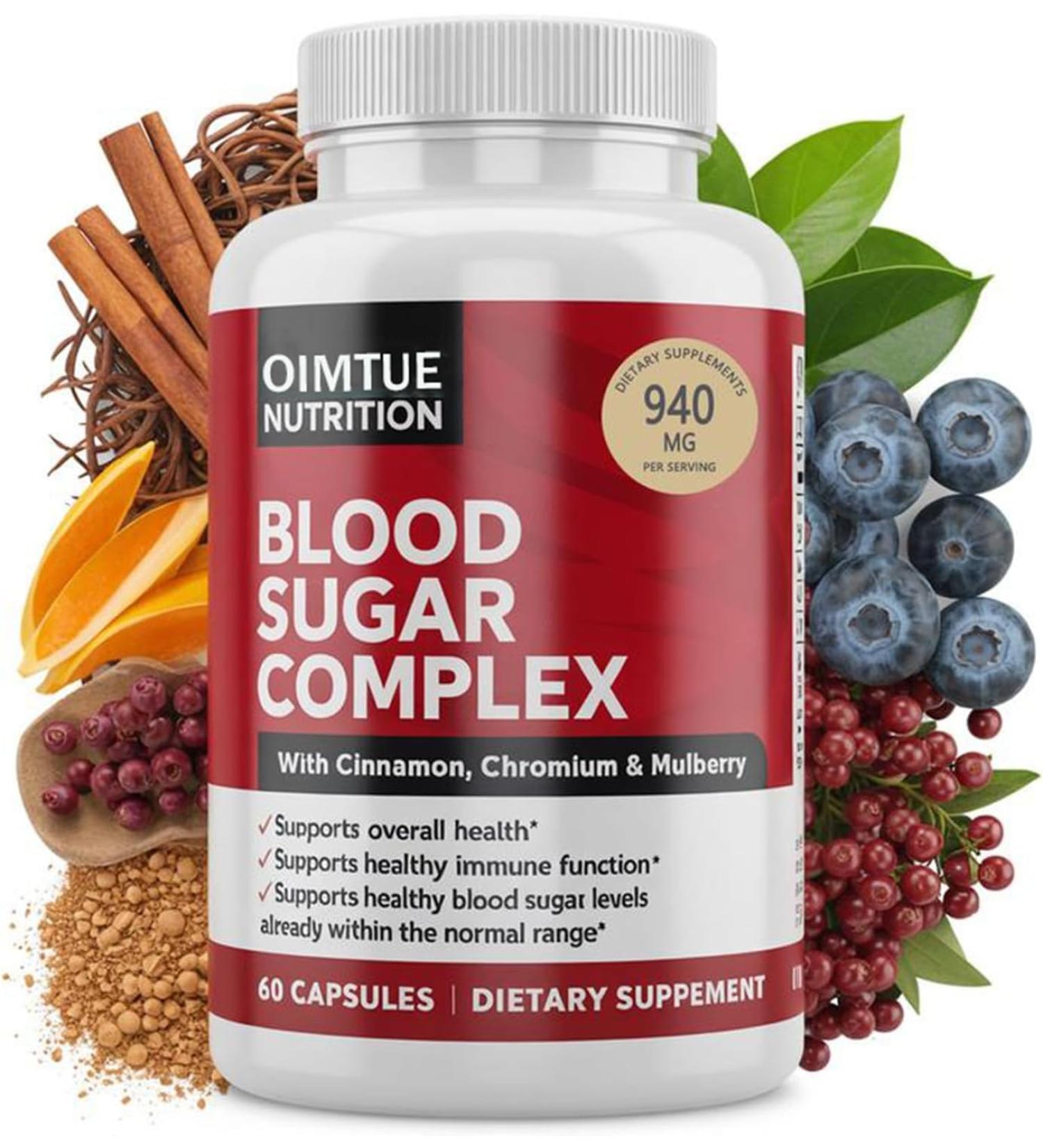 OIMTUE Blood Sugar Complex Supplement Levels with Cinnamon Chromium & Bitter Melon 20 Active Ingredients Non-GMO 60 Capsules (1pcs) - Buy Online on GoSupps.com