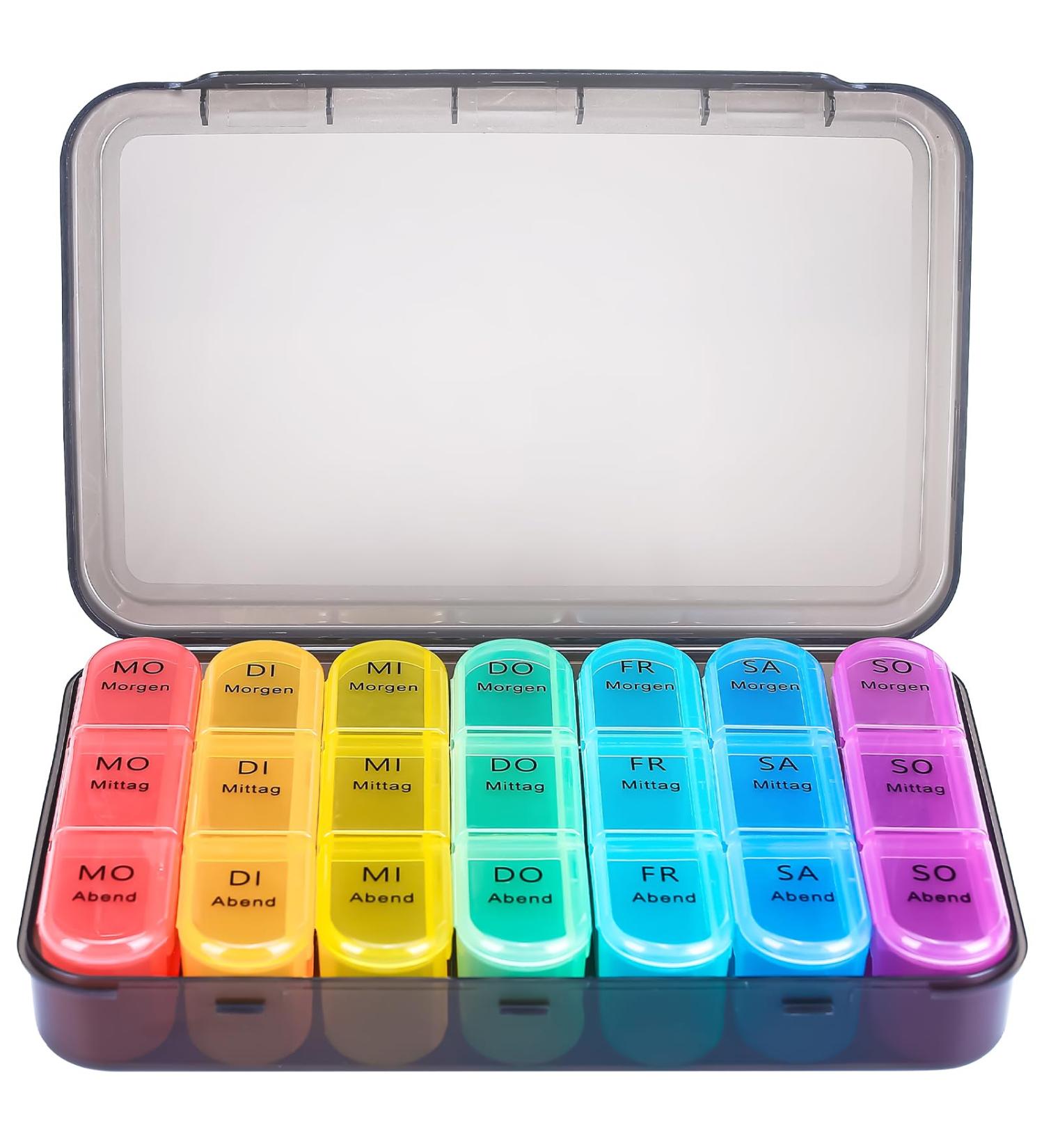 Pokelabel Weekly Tablet Box - 7-Day Pill Organizer with 3 Compartments | Ideal for Vitamins & Medication - Black | International Shipping - Buy Online on GoSupps.com