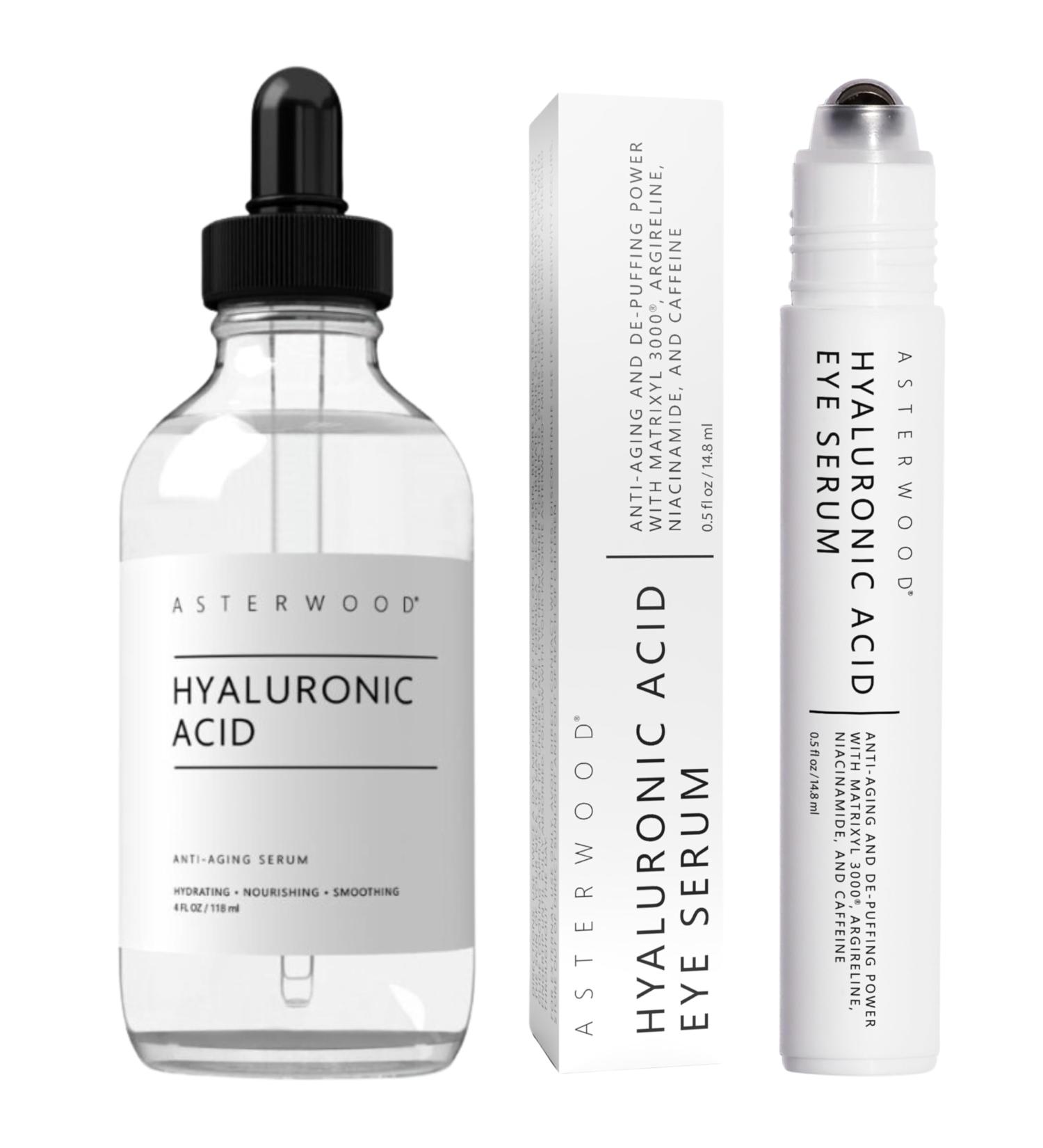 Asterwood Hyaluronic Acid Serum (4 oz) + Hyaluronic Acid Eye Serum - Buy Online on GoSupps.com