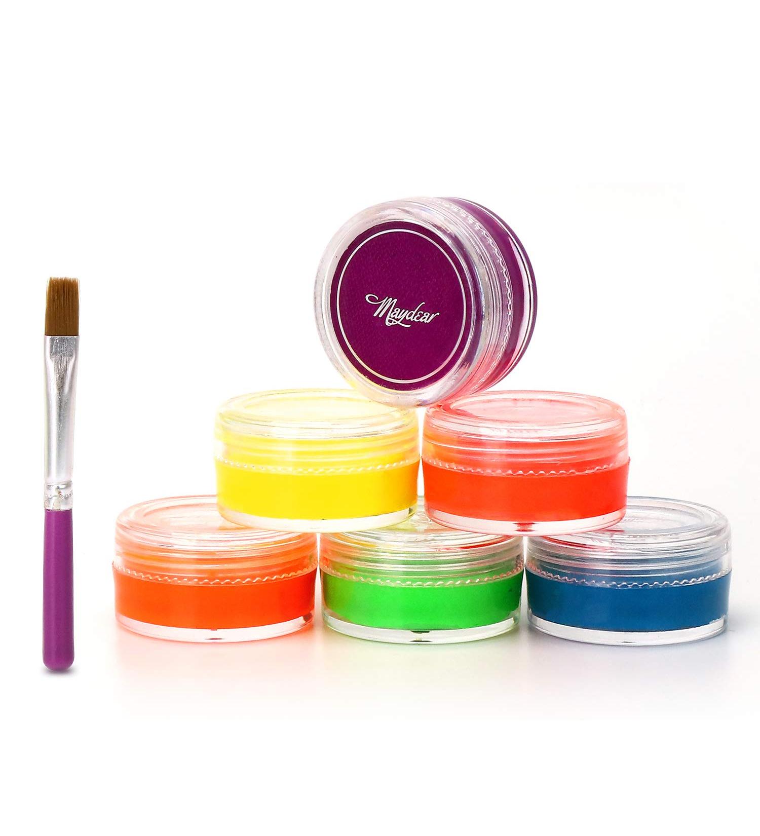 Maydear Water Activated 6-Color UV Blacklight Eyeliner Gel Set for Face and Body Paint - Dark Colors - Buy Online on GoSupps.com