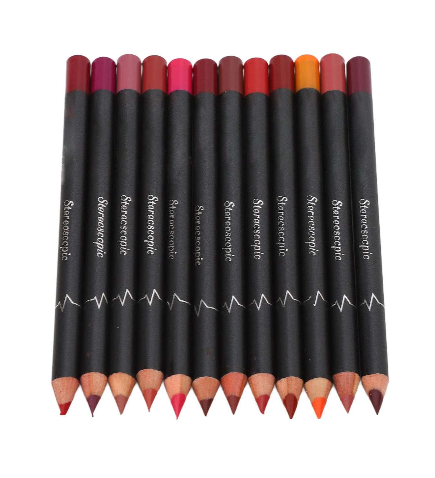 12-Pack Lip Liner Contour Pen Waterproof AntiSmudge Matte Lipstick Makeup Tool Set - Buy Online on GoSupps.com