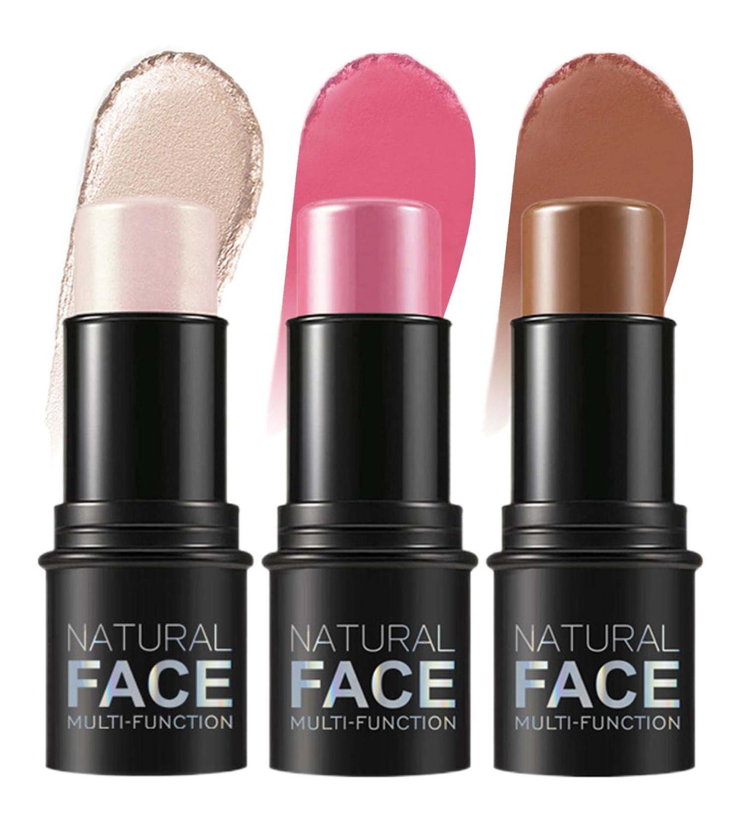 3 PCS Contour Stick Highlighter Stick Waterproof Long Lasting Highlighter Makeup Stick Lightweight Multi-use Cream Contour Buildable Face Makeup Kit for Cheeks Lips All Skin - Buy Online on GoSupps.com