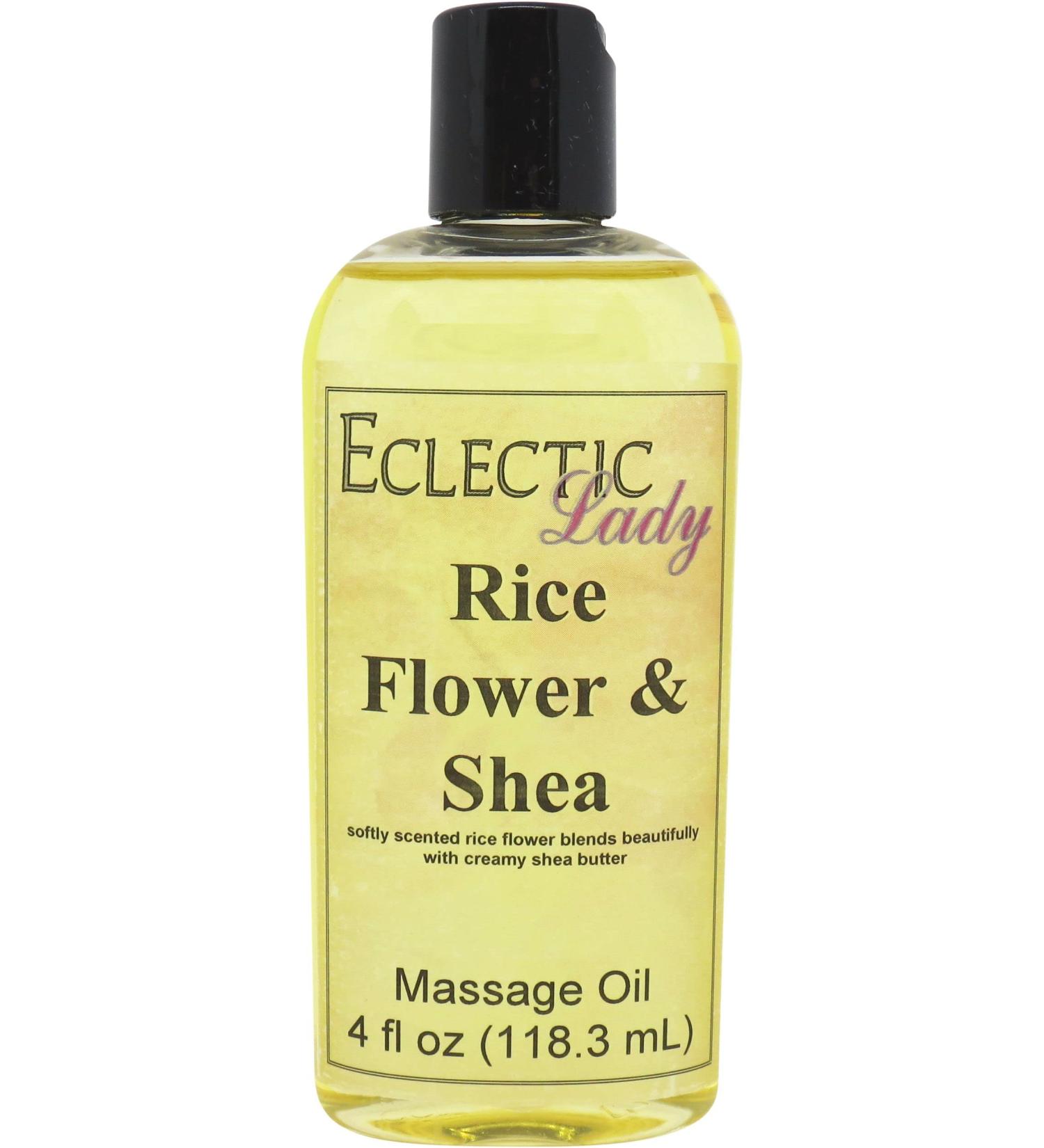 Rice Flower & Shea Massage Oil 4 oz | Aromatherapy with Sweet Almond & Jojoba Oil | Preservative Free for Relaxation - Buy Online on GoSupps.com