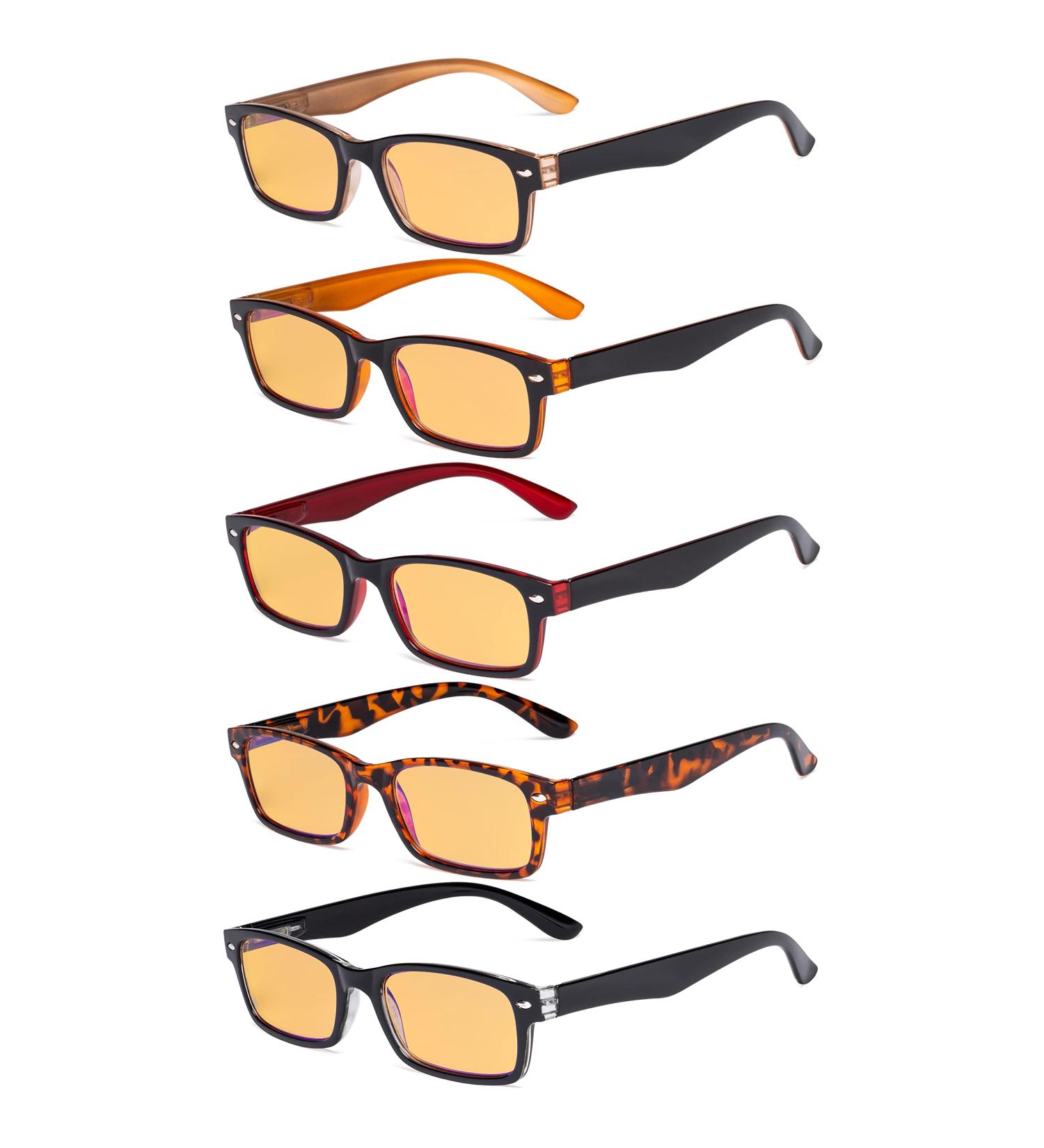 Eyekepper 5 Pack Blue Light Filter Glasses - Classic Amber Tinted Reading Glasses +2.50 | Blue Light Blocking for Eye Protection - Buy Online on GoSupps.com