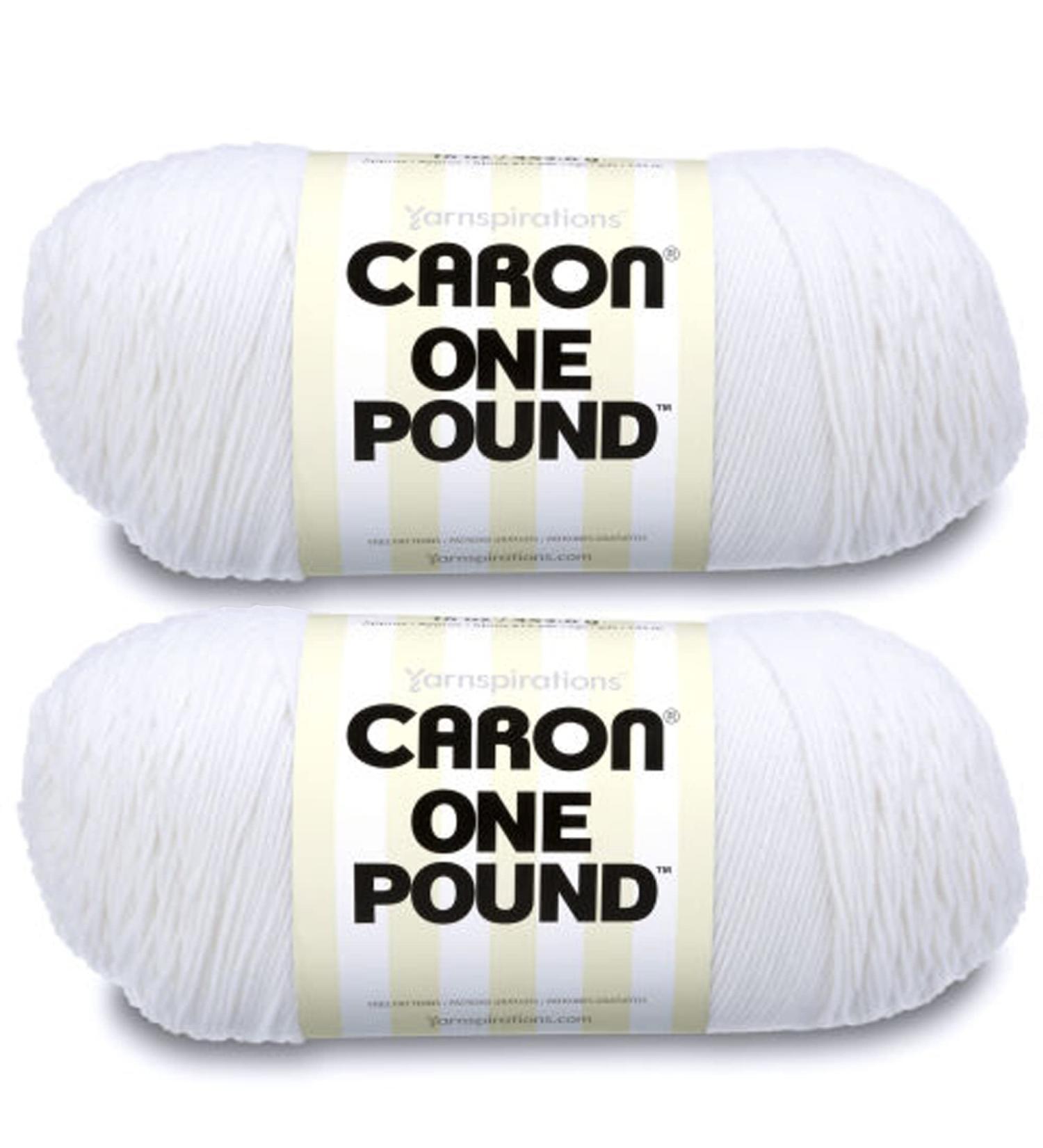 Caron One Pound White Yarn 2-Pack - 454g/16oz Each - 4 Medium Worsted Yarn - 812 Yards - for Knitting and Crochet - Acrylic Material - Buy Online on GoSupps.com