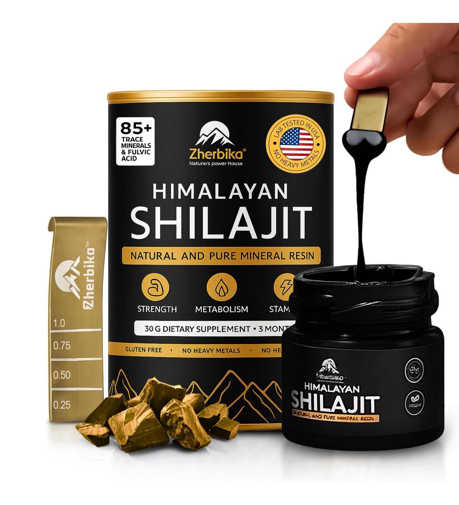 Himalayan Shilajit Resin for Women & Men | 300mg Pure Ultra Gold Grade Shilajit | 85+ Trace Minerals & 75%+ Fulvic Acid | Energy Stamina & Immune Support | Lab Tested | 30g 60 Servings 300mg (Pack of 1) - Buy Online on GoSupps.com