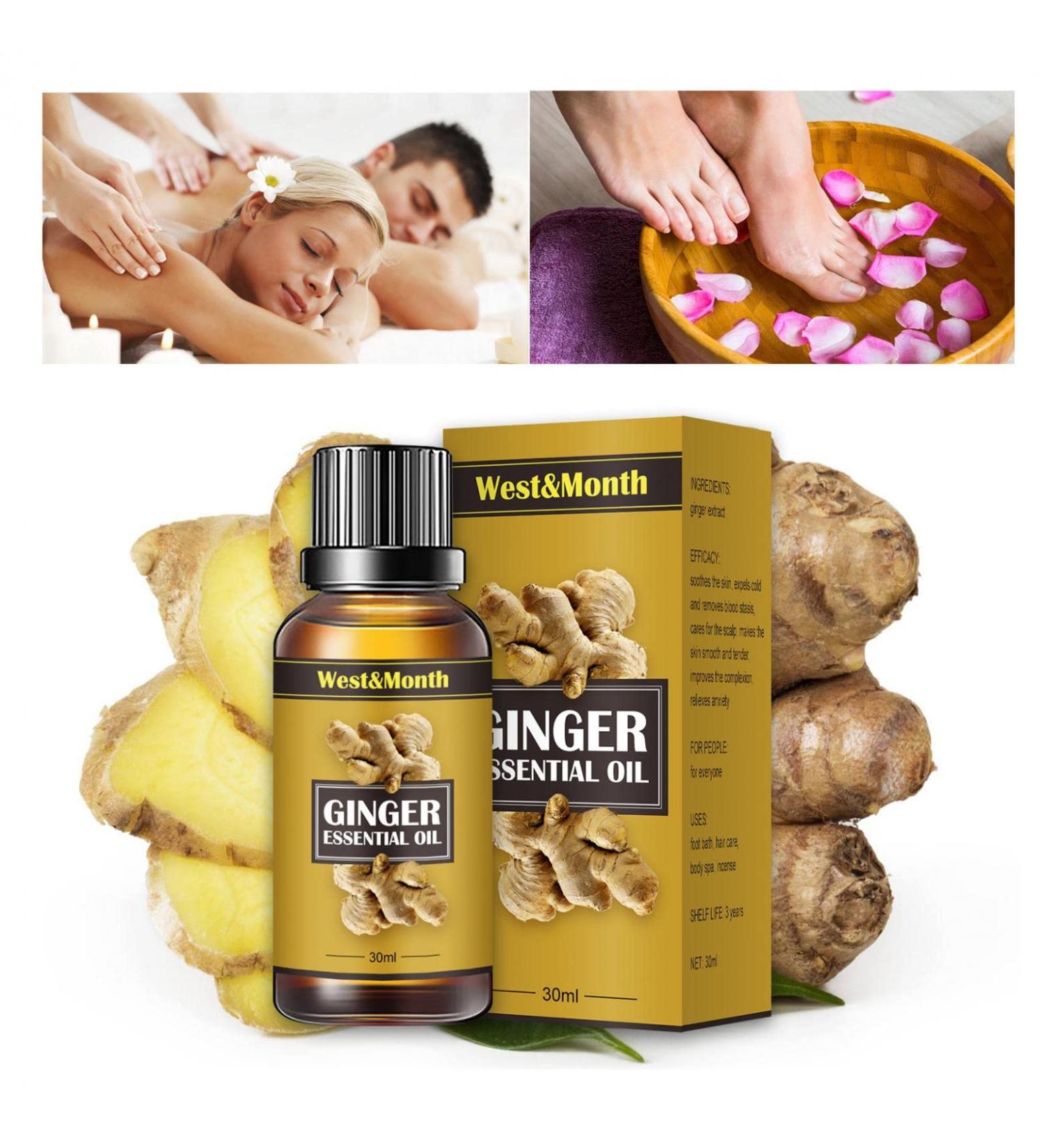 Ginger Massage Oil - Essential Vegetable Oil for Blood Circulation & Skin Care | Stress Relief & Relaxation | 1ml (1 Pack) - Buy Online on GoSupps.com