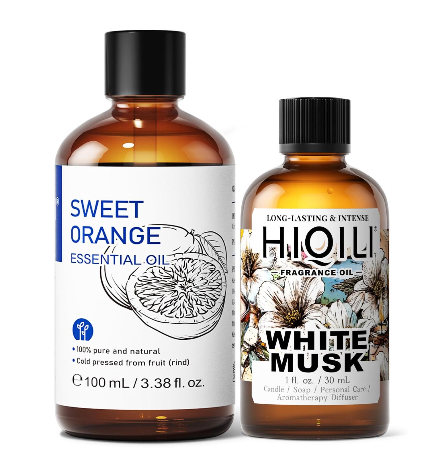 HIQILI 100ML Orange Essential Oil & 30ML White Musk Fragrance Oil for DIY Diffuser - Buy Online on GoSupps.com