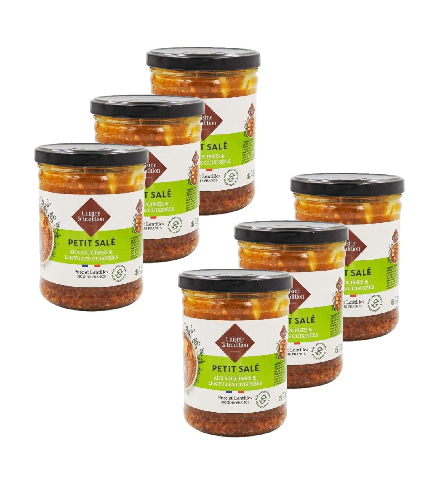 Lot 6x Small salted sausages lentils - Jar 750g - Buy Online on GoSupps.com