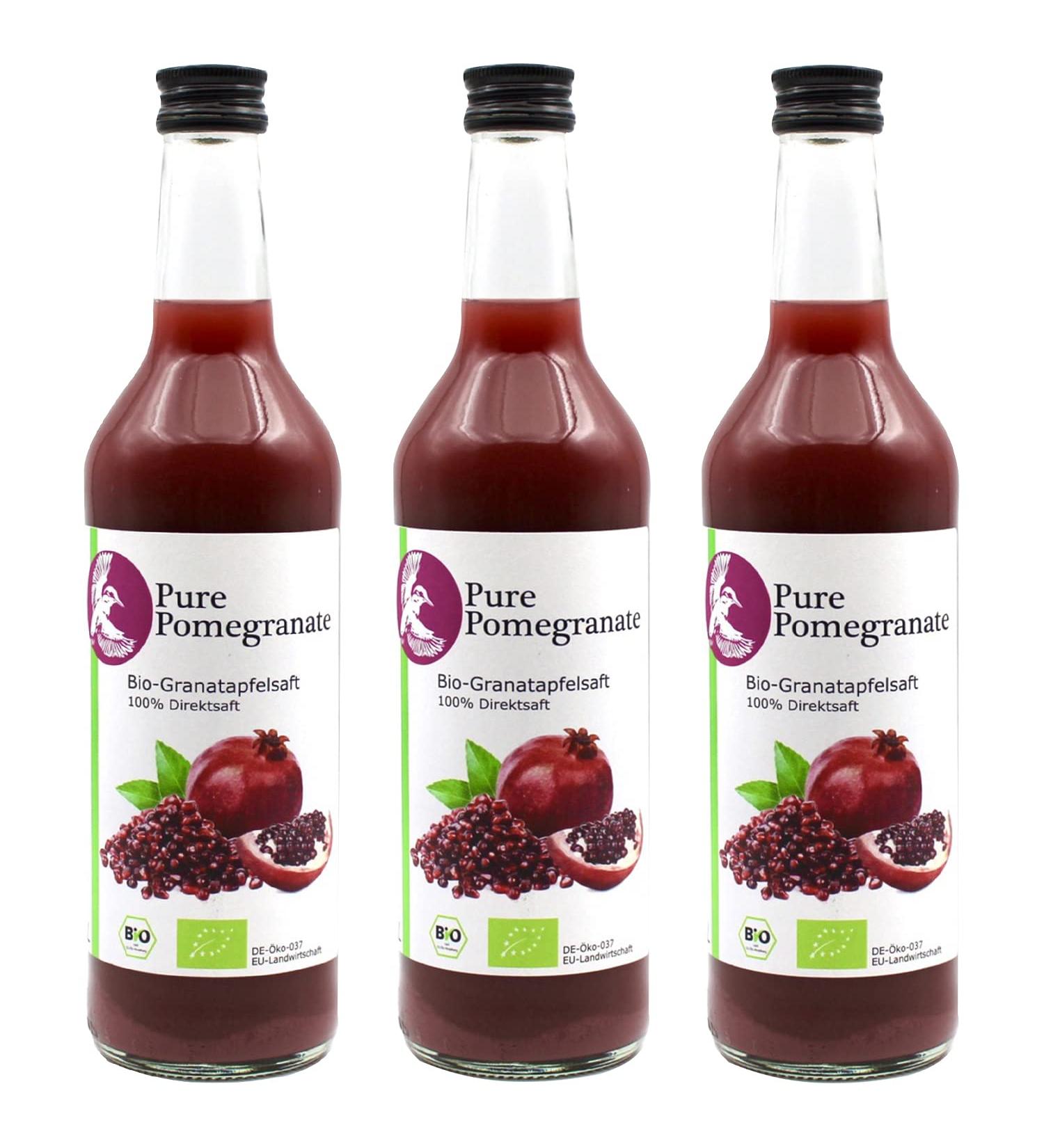 Organic Pomegranate Juice 100% Pure Juice Natural Cloudy Cold Pressed Unfiltered (3x500 ml) - Buy Online on GoSupps.com