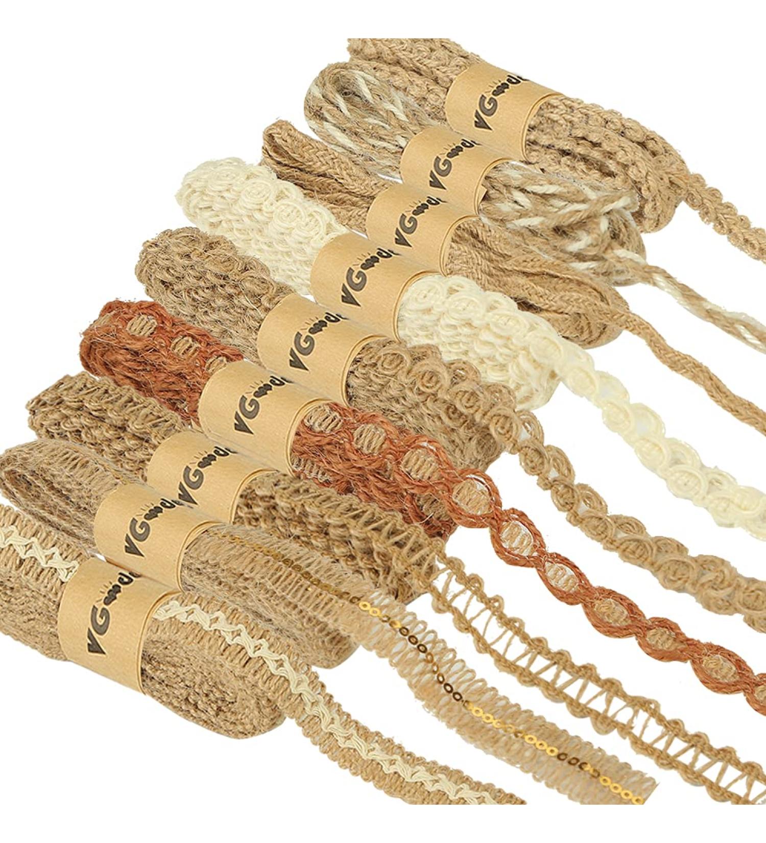 Jute Ribbon Lace Craft Ribbon - 9 Rolls, 18 Meters - Ideal for Crafts, Gifts, Parties, Holidays & Rustic Weddings - Multicolor - Buy Online on GoSupps.com