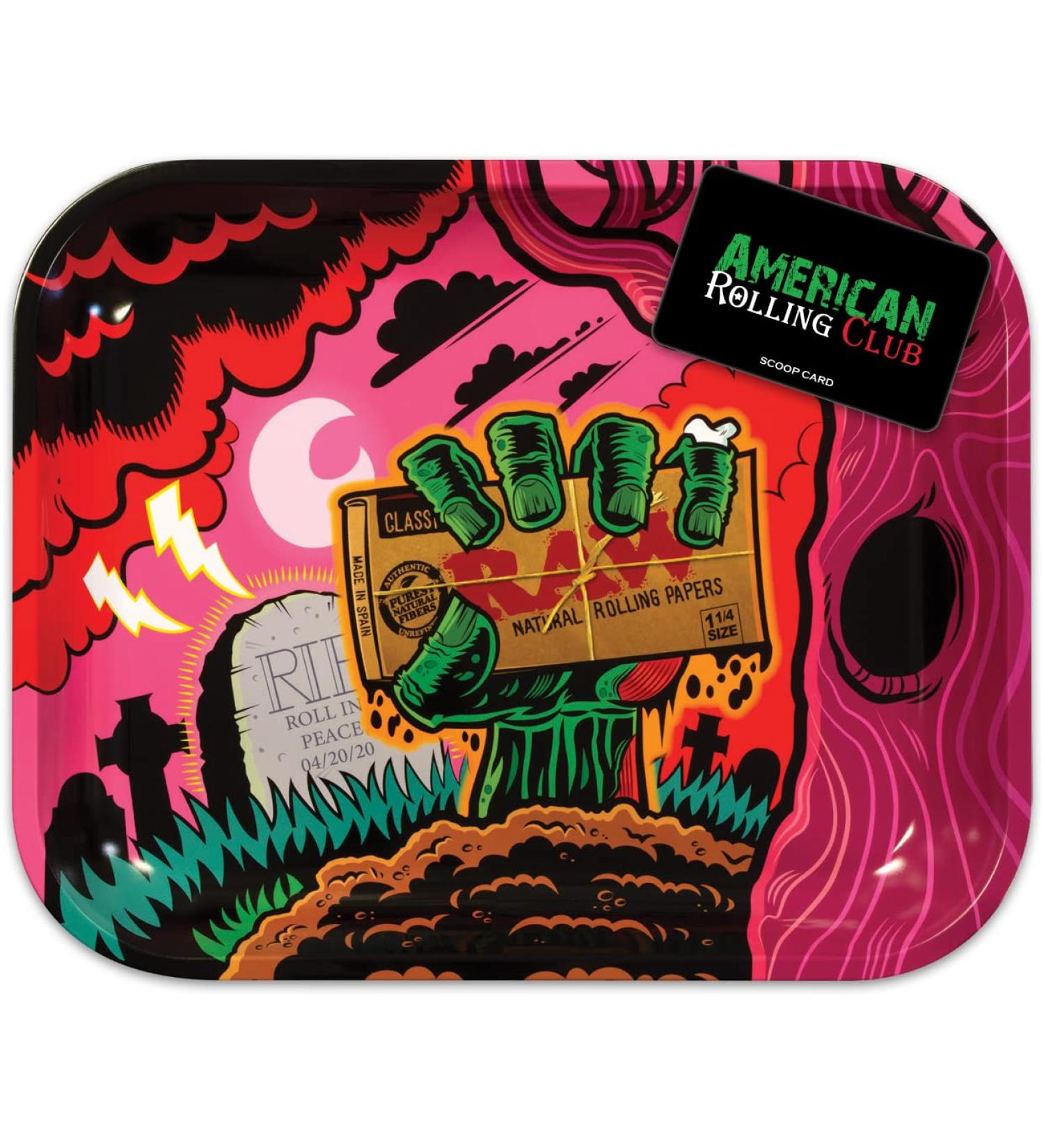 RAW Zombie Rolling Tray - Large (13.5 x 11 x 1.25) - Includes RAWthentic Certificate | American Rolling Club Scoop Card - Buy Online on GoSupps.com