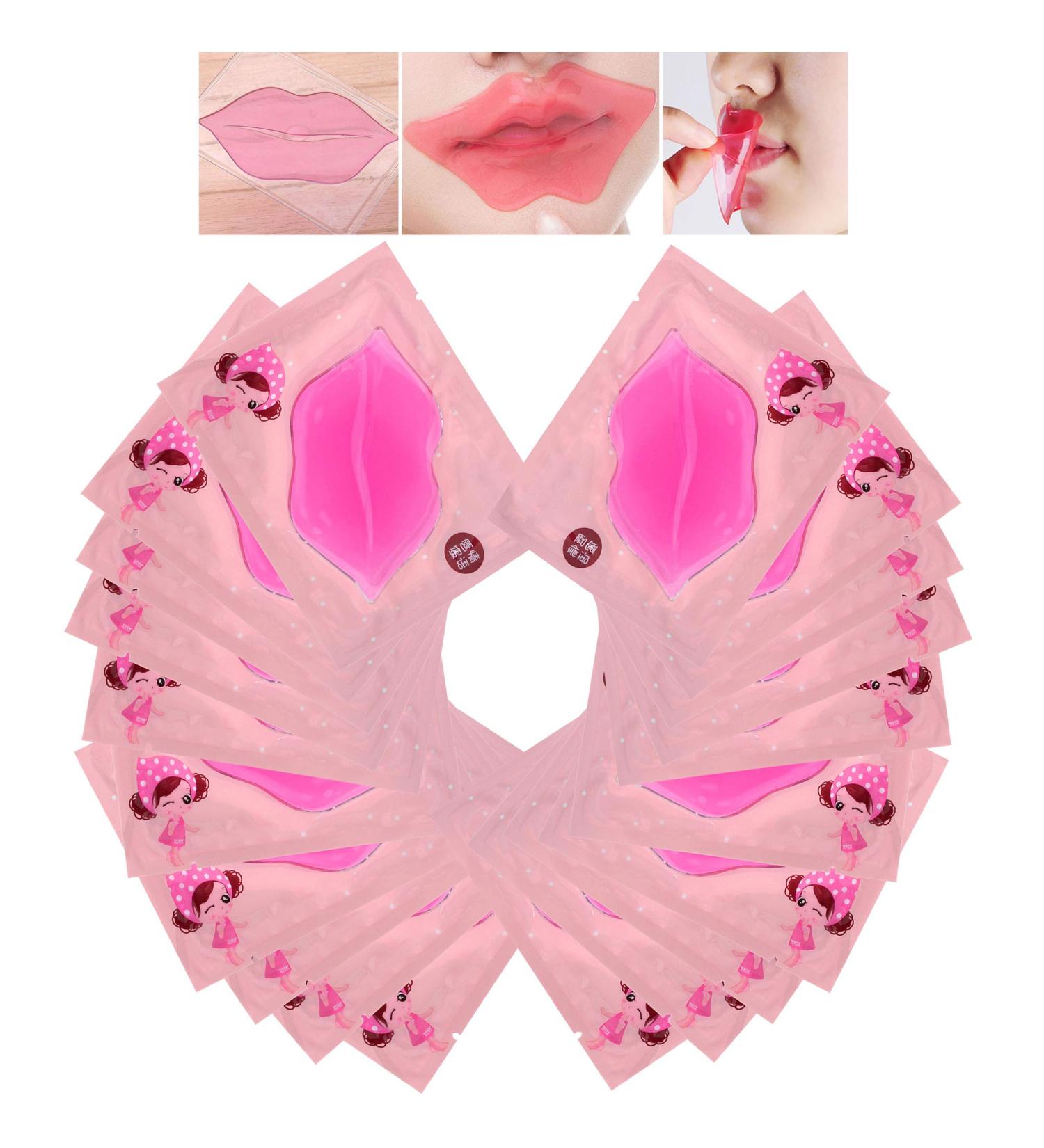 Delisoul Pink Collagen Lip Masks - 20 Pack Nourishing Moisturizing Gel Pads for Anti-Wrinkle Anti-Aging Hydration and Plump Lips - C-20 Count - Buy Online on GoSupps.com