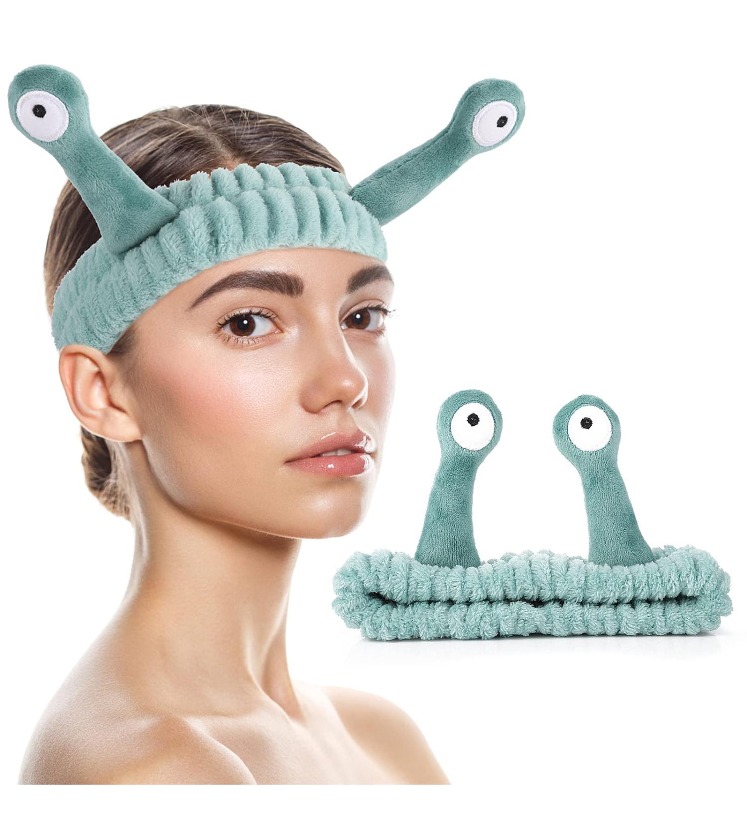 Snail Cartoon Spa Headband | Soft Coral Fleece Wraps for Women | Green Facial Makeup Hair Band - Buy Online on GoSupps.com