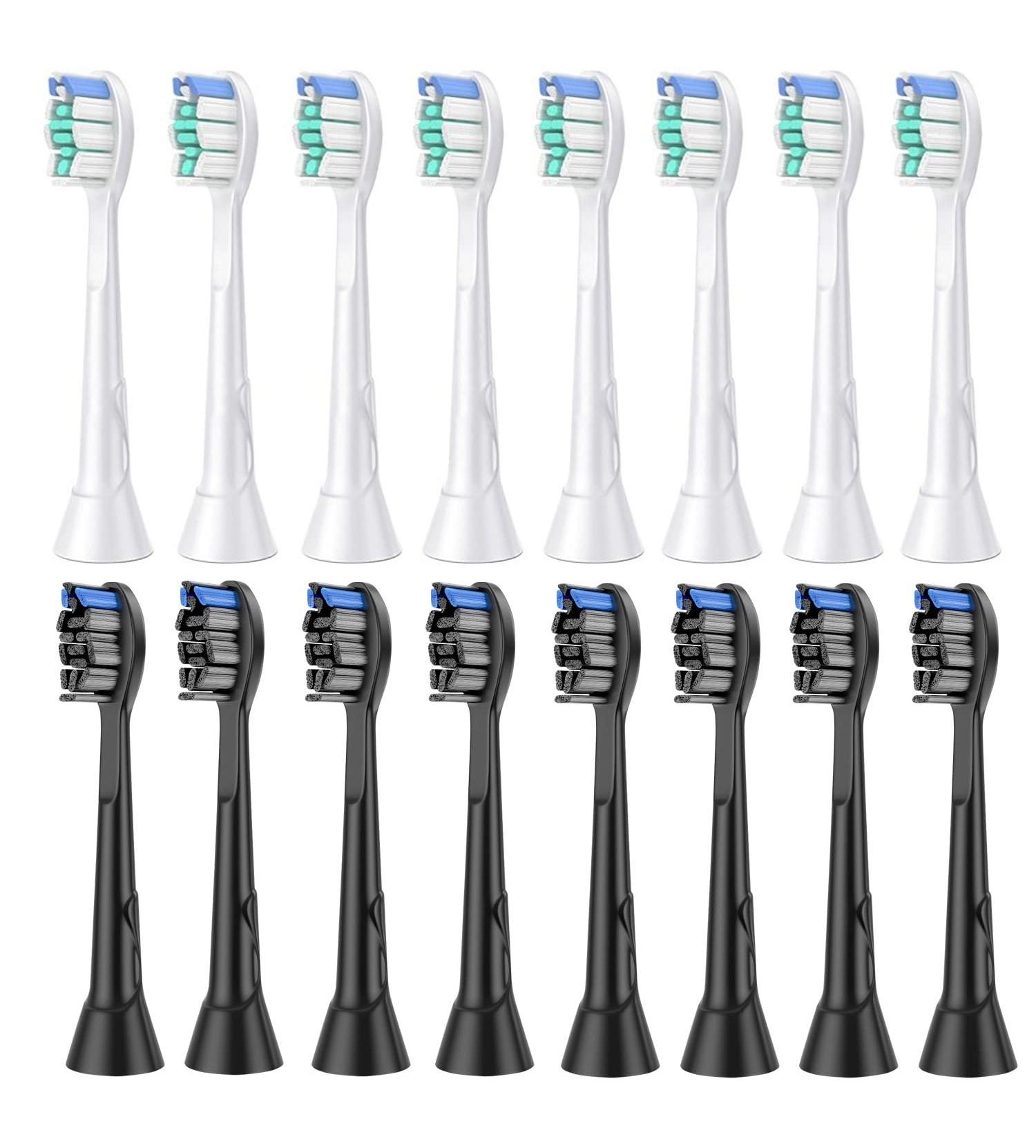 16PC Replacement Brushes for Philips Sonicare Electric Toothbrush - White & Black - 1 Pack - Buy Online on GoSupps.com