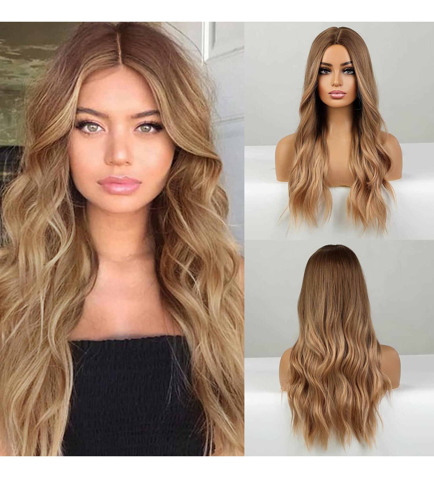 Buy Haircube Long Blonde Ombre Wig - Wavy Curly Middle Part Synthetic Hair for Women | 66.04 cm | Perfect for Parties & Daily Use - Buy Online on GoSupps.com