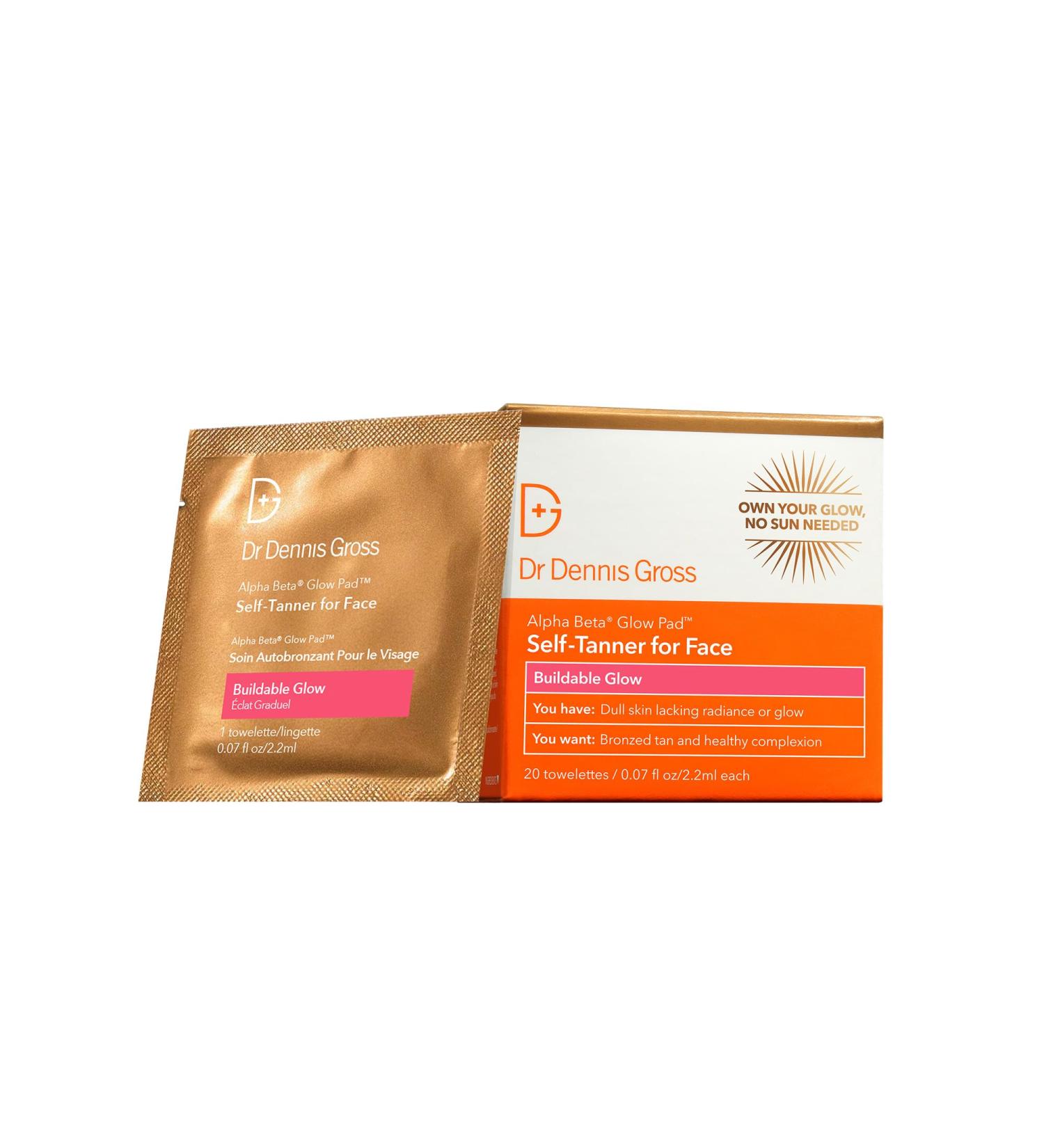 Dr. Dennis Gross Glow Pad Self-Tanner for Face Exfoliating & Anti-Aging Towelette with AHAs & BHAs Buildable Natural Glow Hydrating & Streak-Free Application 20 Pack - Buy Online on GoSupps.com