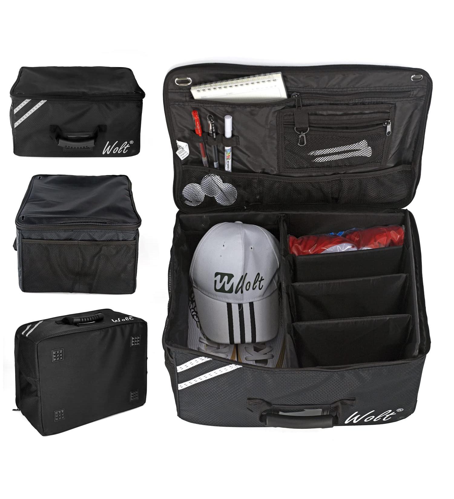 WOLT Golf Trunk Organizer Storage - Waterproof Car Golf Locker for Accessories, Gloves, Tees, Balls - Collapsible & Adjustable Design in Black - Buy Online on GoSupps.com