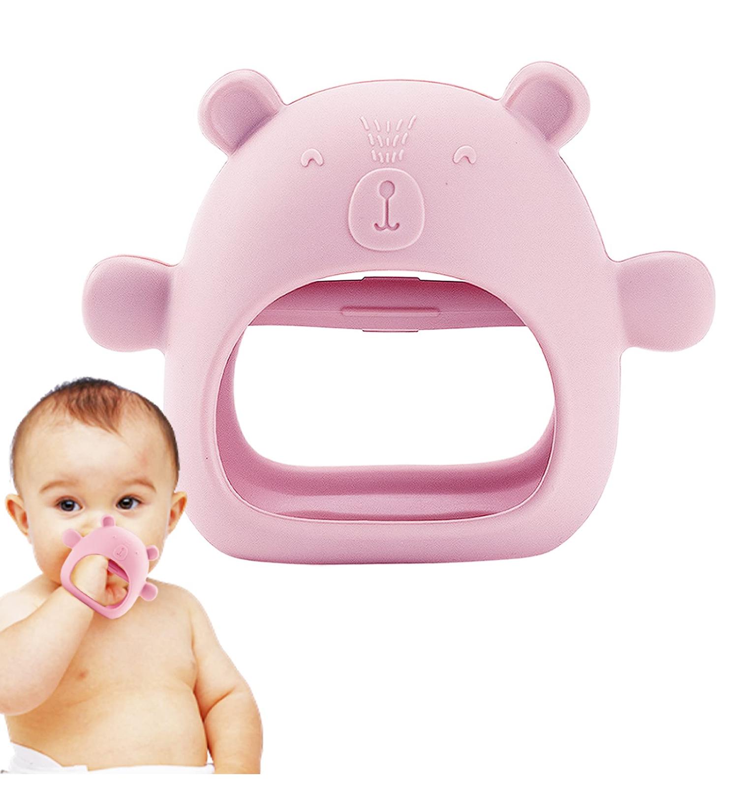 Silicone Baby Teething Toy - BPA Free Infant Hand Teether Pacifier for Babies 3-12 Months - Bear Design for Soothing Pain Relief and Sucking Needs - Buy Online on GoSupps.com