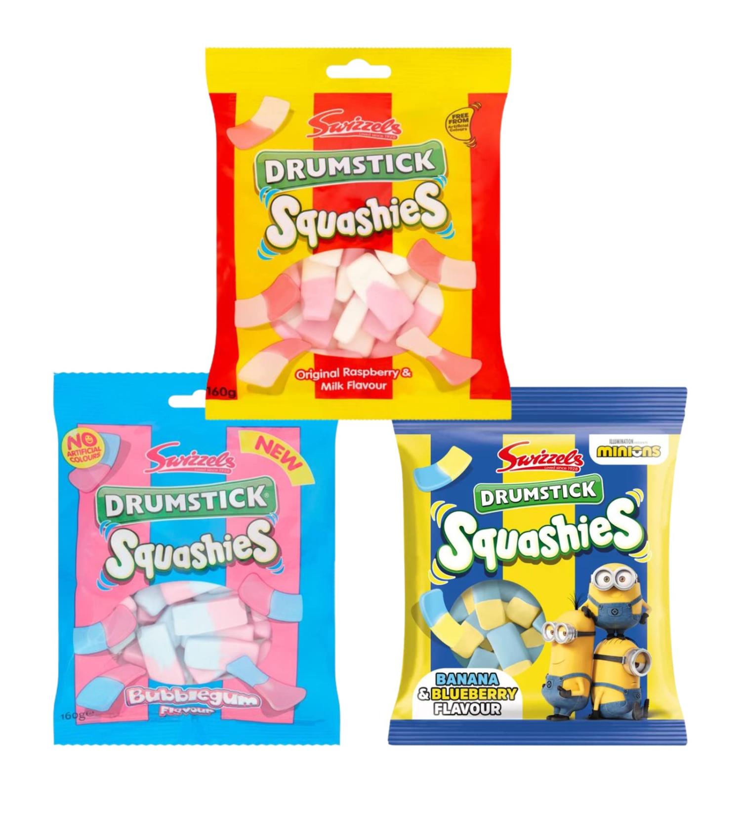 Swizzel s Squashies Drumsticks Original Squashies Drumstick Bubblegum Squashies Drumstick Banana & Blueberry Flavour. - Buy Online on GoSupps.com