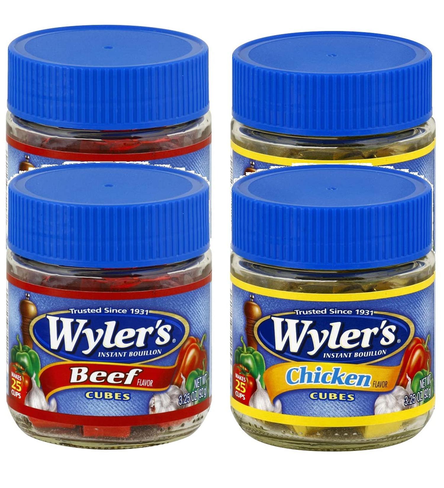 Wylers Beef and Chicken Bouillon Cubes 3.25 oz - Set of 4 Jars (2 of Each) | 20041258081001 - Buy Online on GoSupps.com