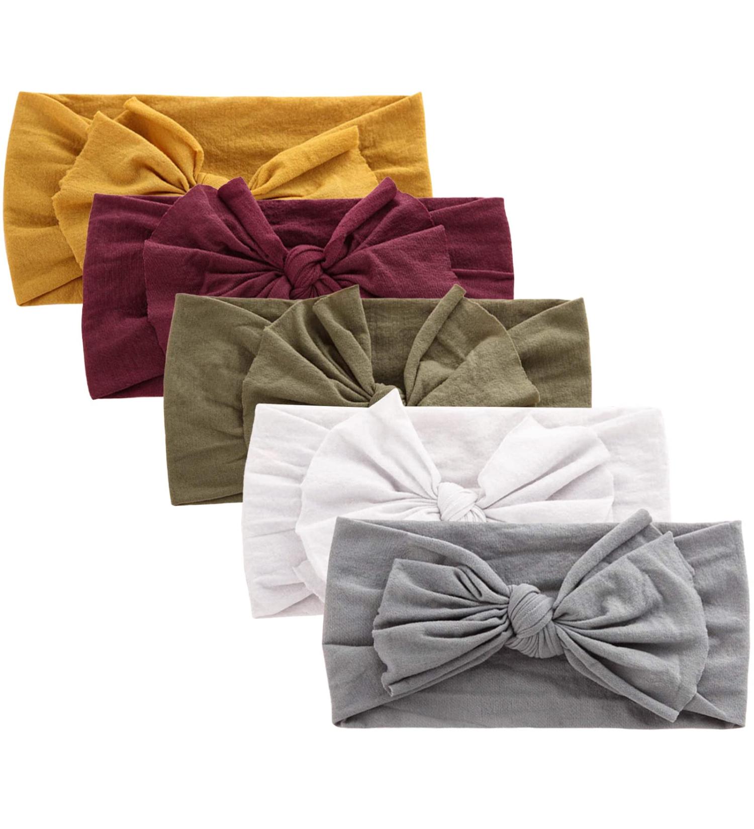 DRESHOW Baby Girl Nylon Headbands with Bows - 5pcs Set | Infant Toddler Hair Accessories - Buy Online on GoSupps.com