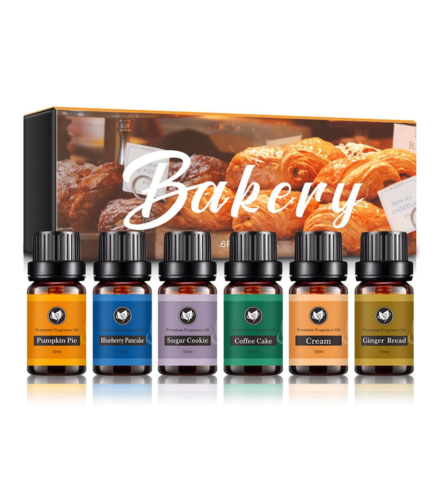 Essential Oils Set Bakery Essential Oil Kit for Diffuser Humidifier Massage Skin Care - Blueberry Pancake Sugar Cookie Coffee Cake Cream Ginger Bread Pumpkin Pie (6 x10ml)  - Buy Online on GoSupps.com