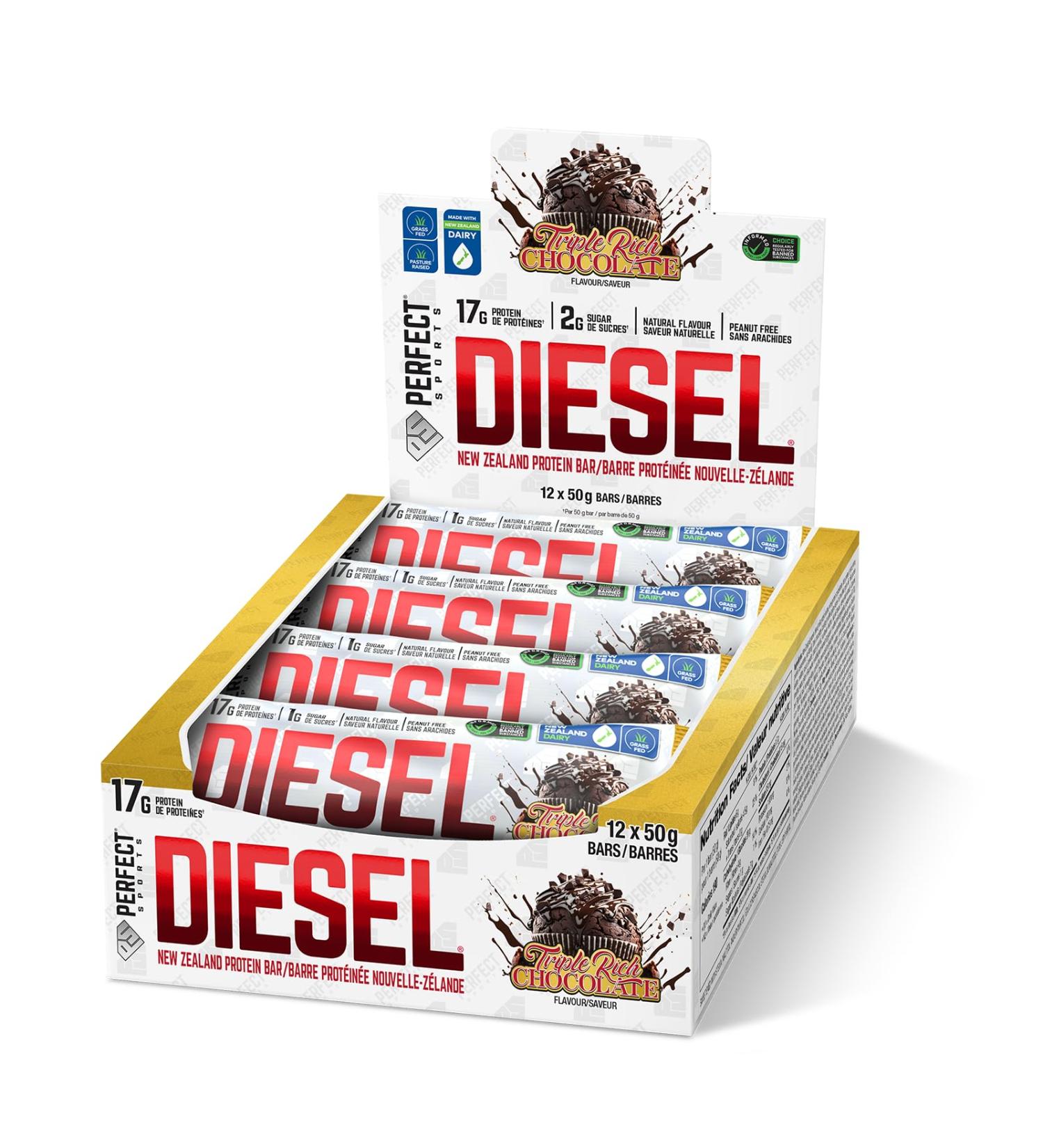 DIESEL New Zealand Protein Bar - Triple Rich Chocolate - 50g (12 Pack) - Buy Online on GoSupps.com
