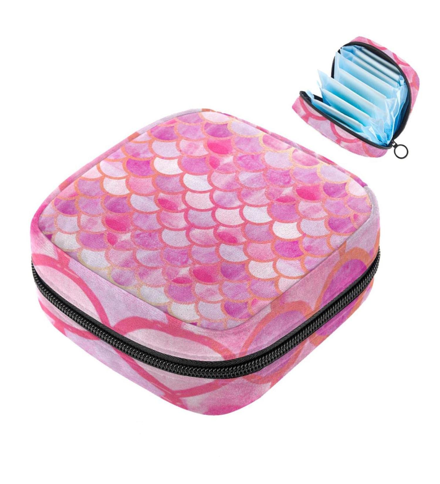 Shop Women's Pink Mermaid Scales Tampon Storage Bags | Functional & Stylish Zip Pockets - Buy Online on GoSupps.com