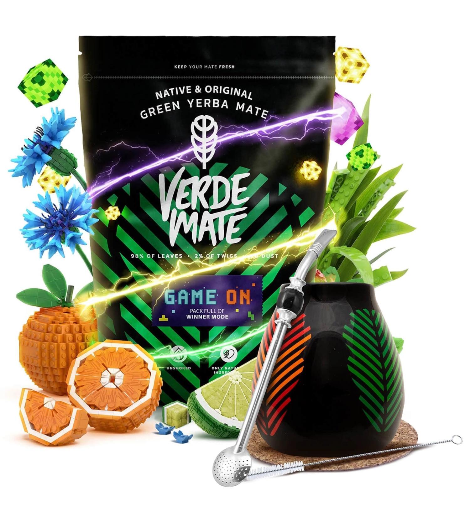 Coffret Yerba Mate pour Gamers Verde Mate Green Game On Calebasse c ramique Samba Bombilla Bomba Sous-verre en li ge - Buy Online on GoSupps.com