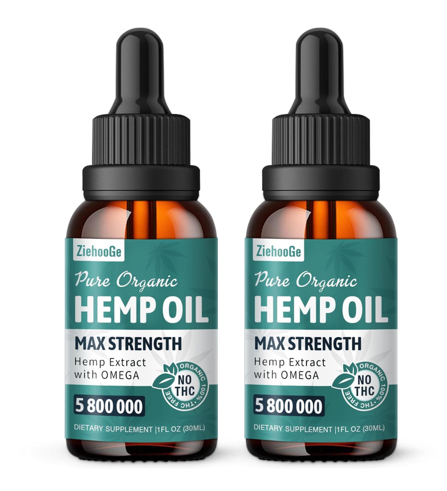 ziehooGe Hemp Oil Organic Extract - Maximum Strength 100% Natural Drops 2 Pack - Buy Online on GoSupps.com