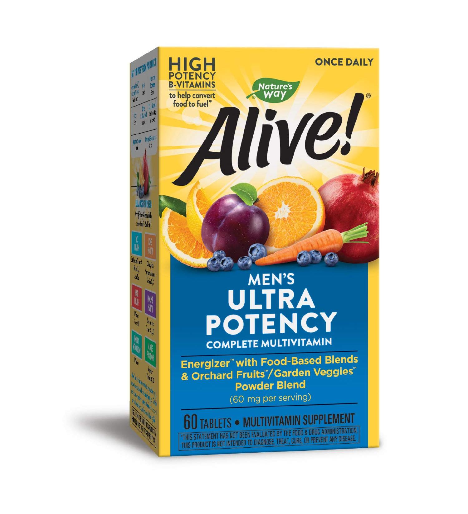 Nature's Way Alive! Men's Ultra Complete Multivitamin - High Potency B-Vitamins for Energy, 60 Tablets - Buy Online on GoSupps.com